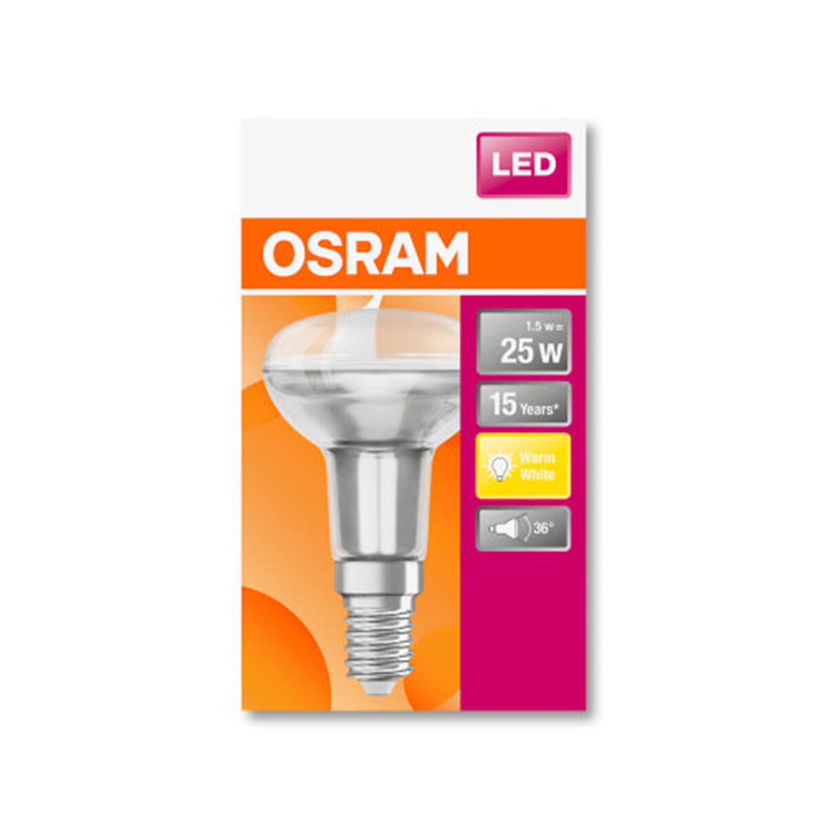 Lampadina LED, E14 faretto, trasparente, 1.5W = 110 LM (equiv 25 W), 36°, OSRAM - 2