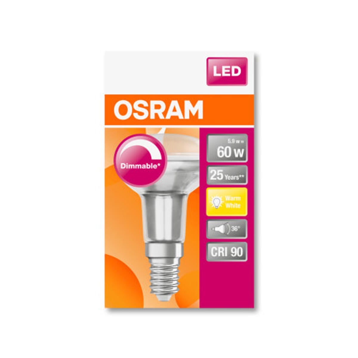 Lampadina LED, E14 faretto, trasparente, 5.9W = 350 LM (equiv 60 W) classe energetica G dimmerabile, OSRAM - 2