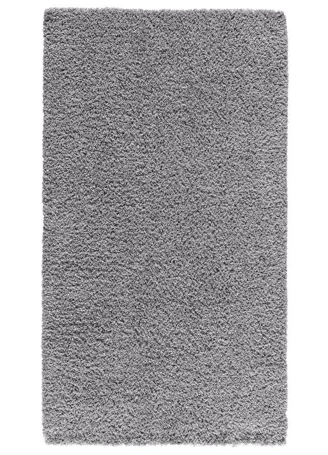 Alfombra pie de cama polipropileno Shaggy Gante 67x120cm pelo largo liso plata