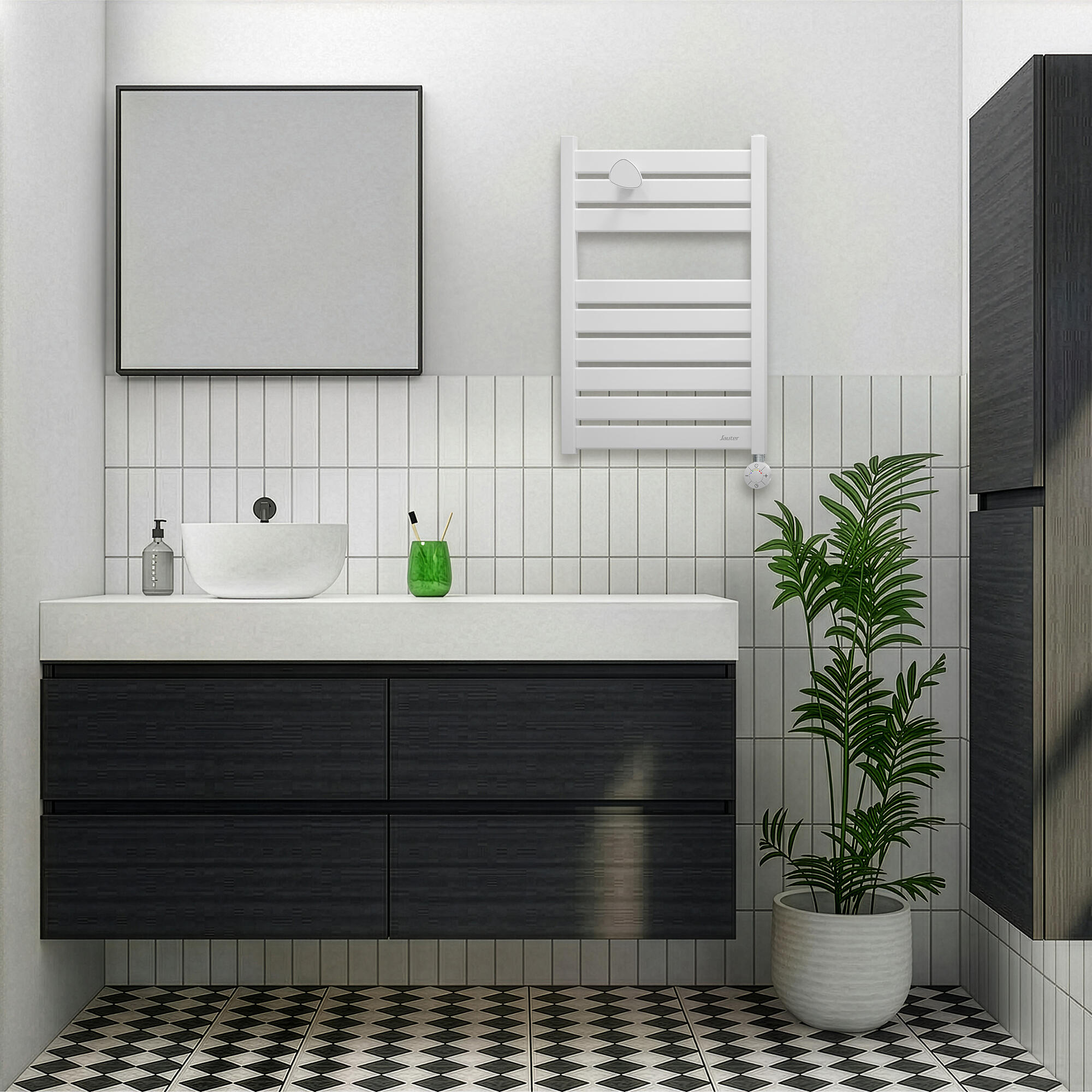 seche serviette mini blanc salle de bain noir et blanc - 0