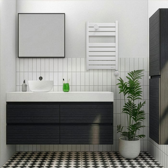 seche serviette mini blanc salle de bain noir et blanc
