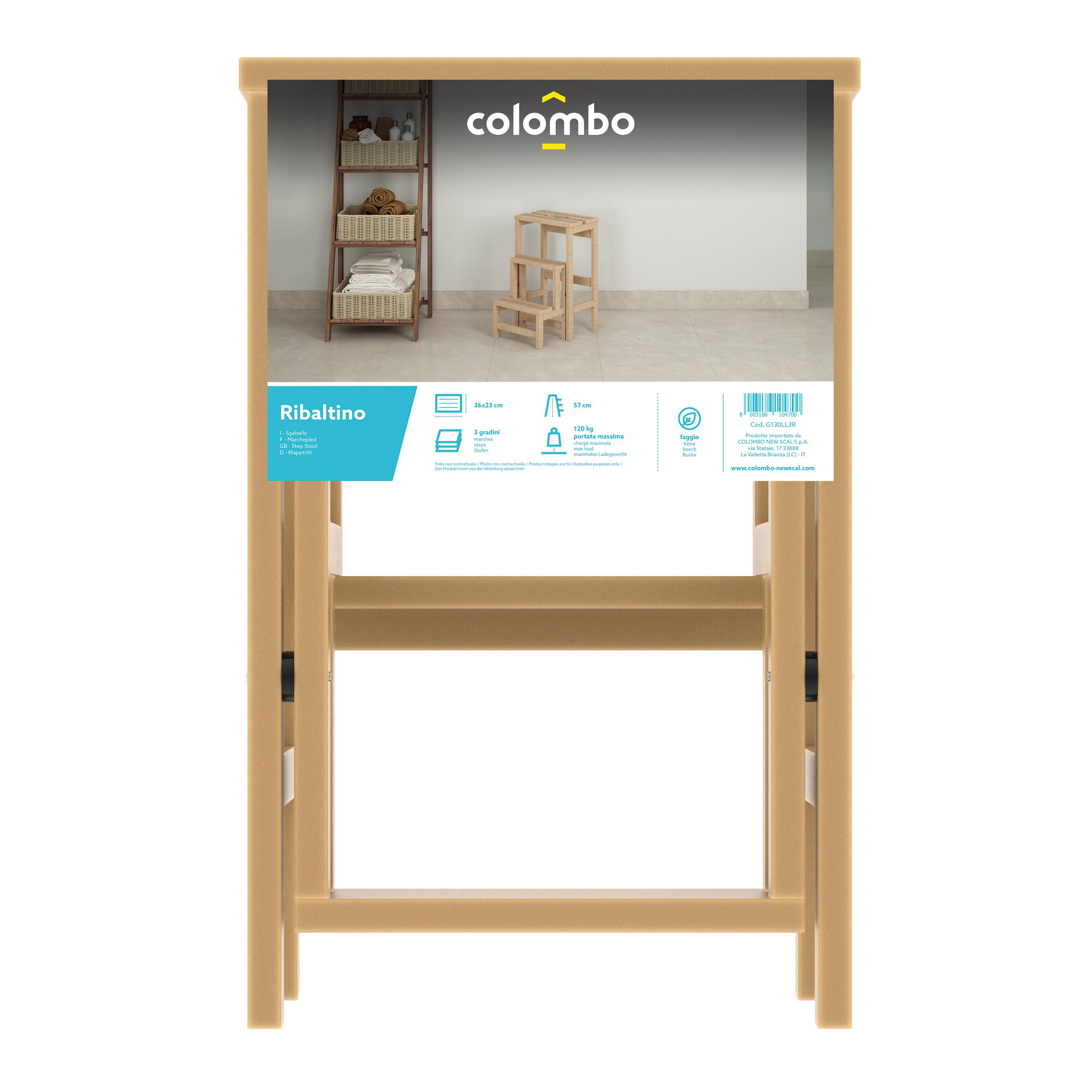 Scaletta COLOMBO Ribaltino in legno 3 gradini portata massima 120 kg per lavori fino a 0.57 m - 3