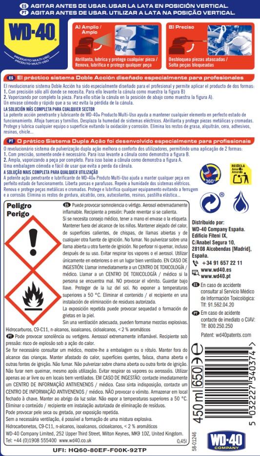Lubrificante Multiuso WD-40 Dupla ação 450ML - 2