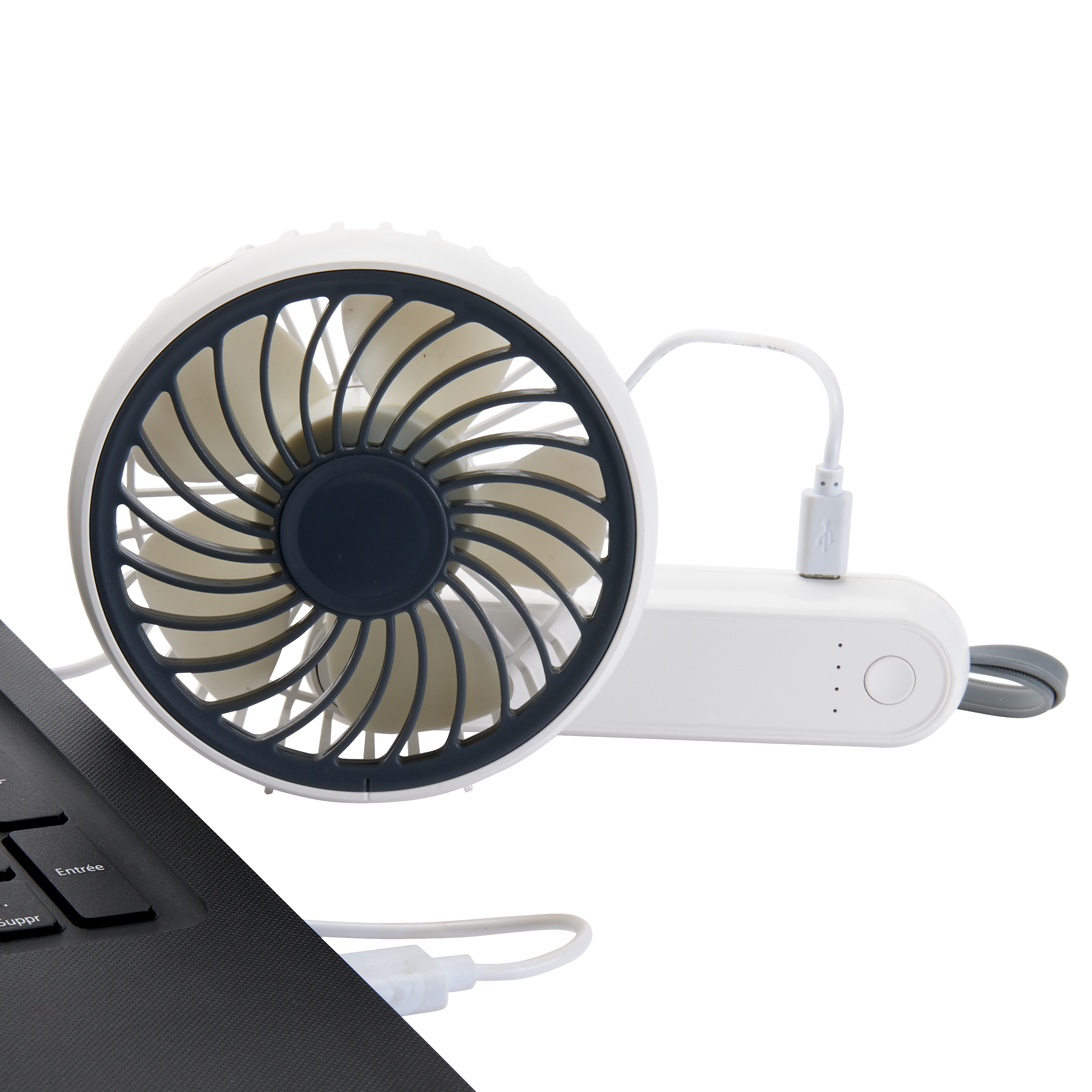 Mini ventilateur à main, EQUATION, Handy blanc et gris 3 W, D10.8 cm - 3