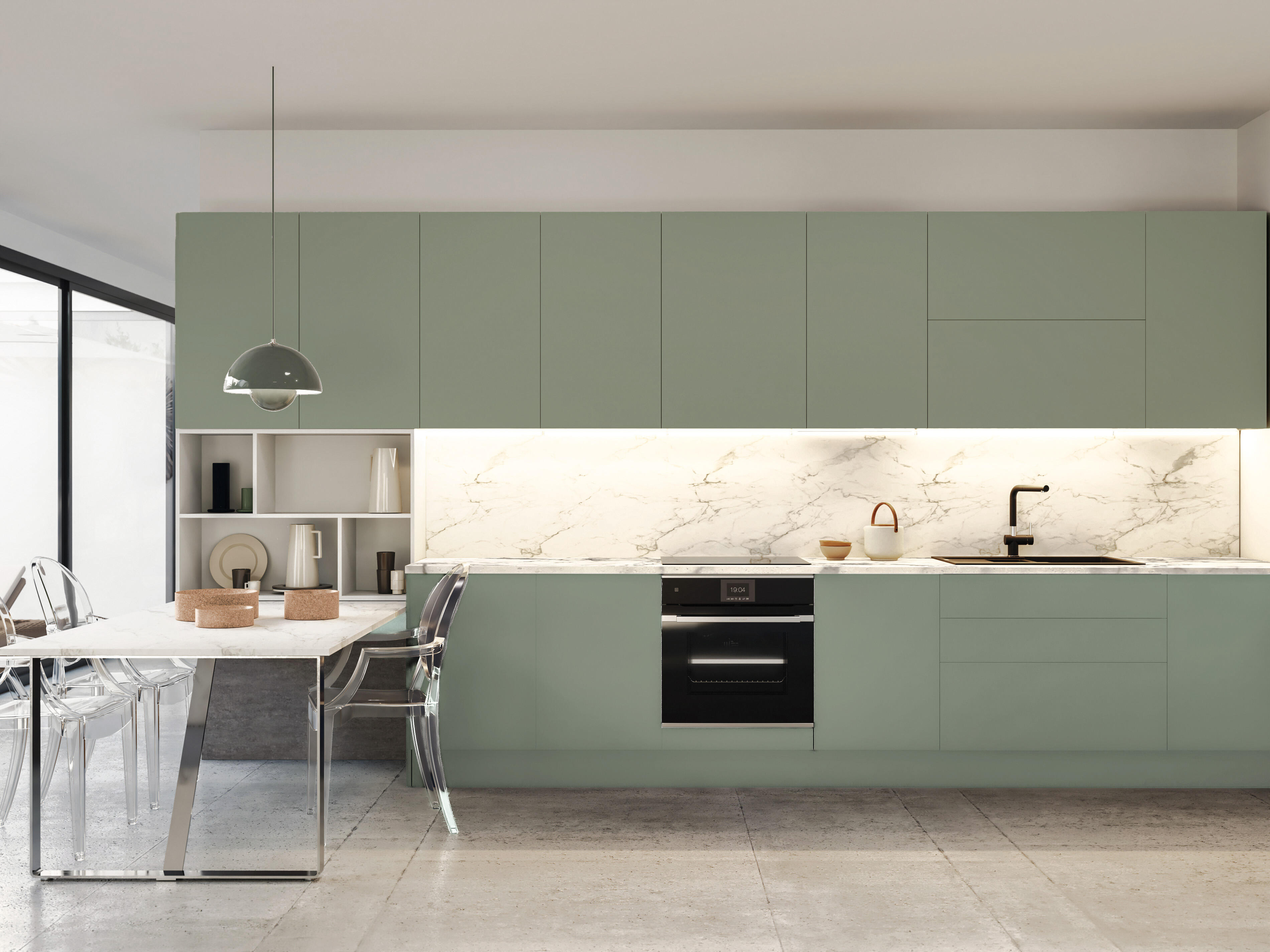 COSTADO PARA MUEBLE DE COCINA LISBOA VERDE MATE PET 231X60CM - 3