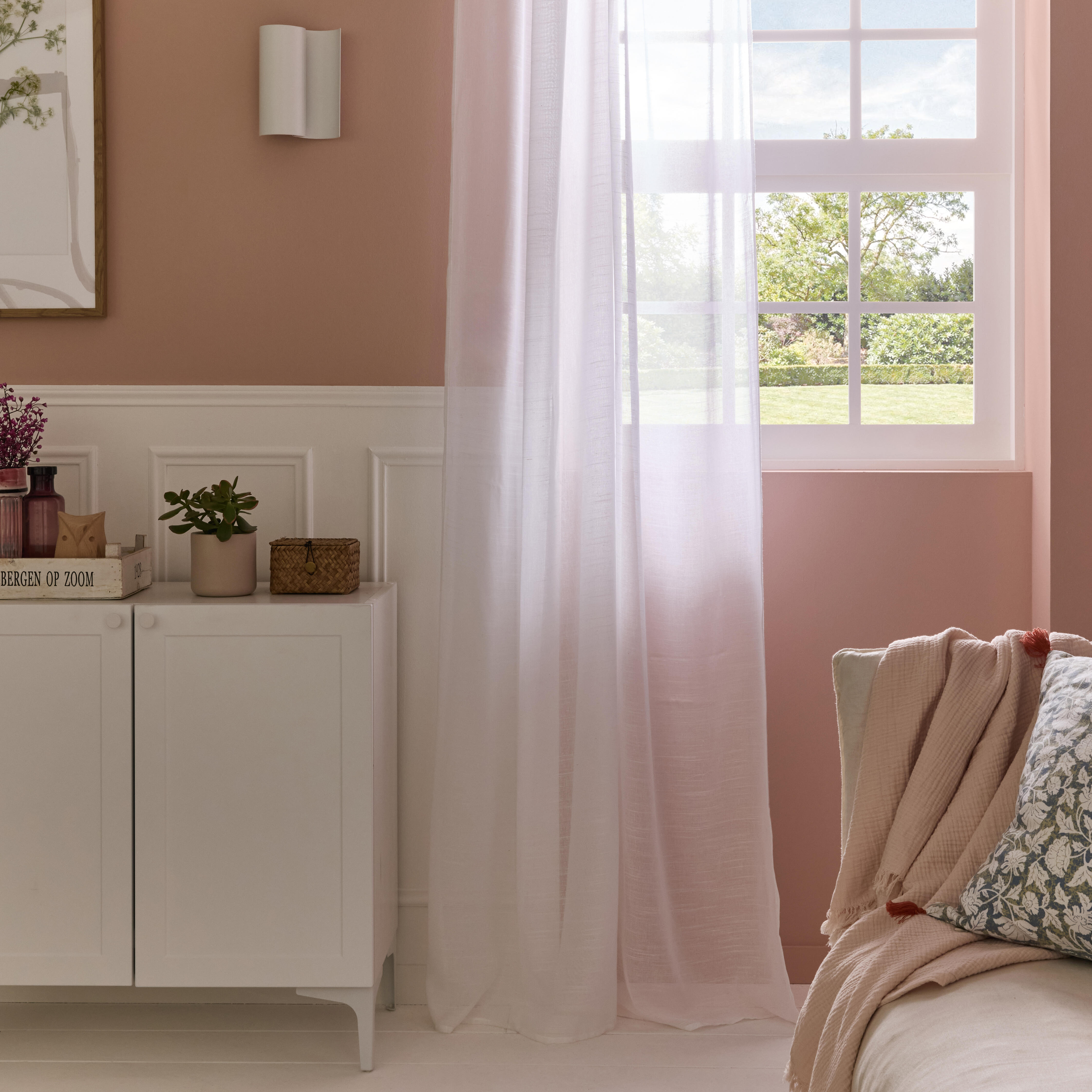 Visillo ollaos Cambria poliéster lino de 200x280cm INSPIRE liso blanco. Incluye cinta termoadhesiva - 12