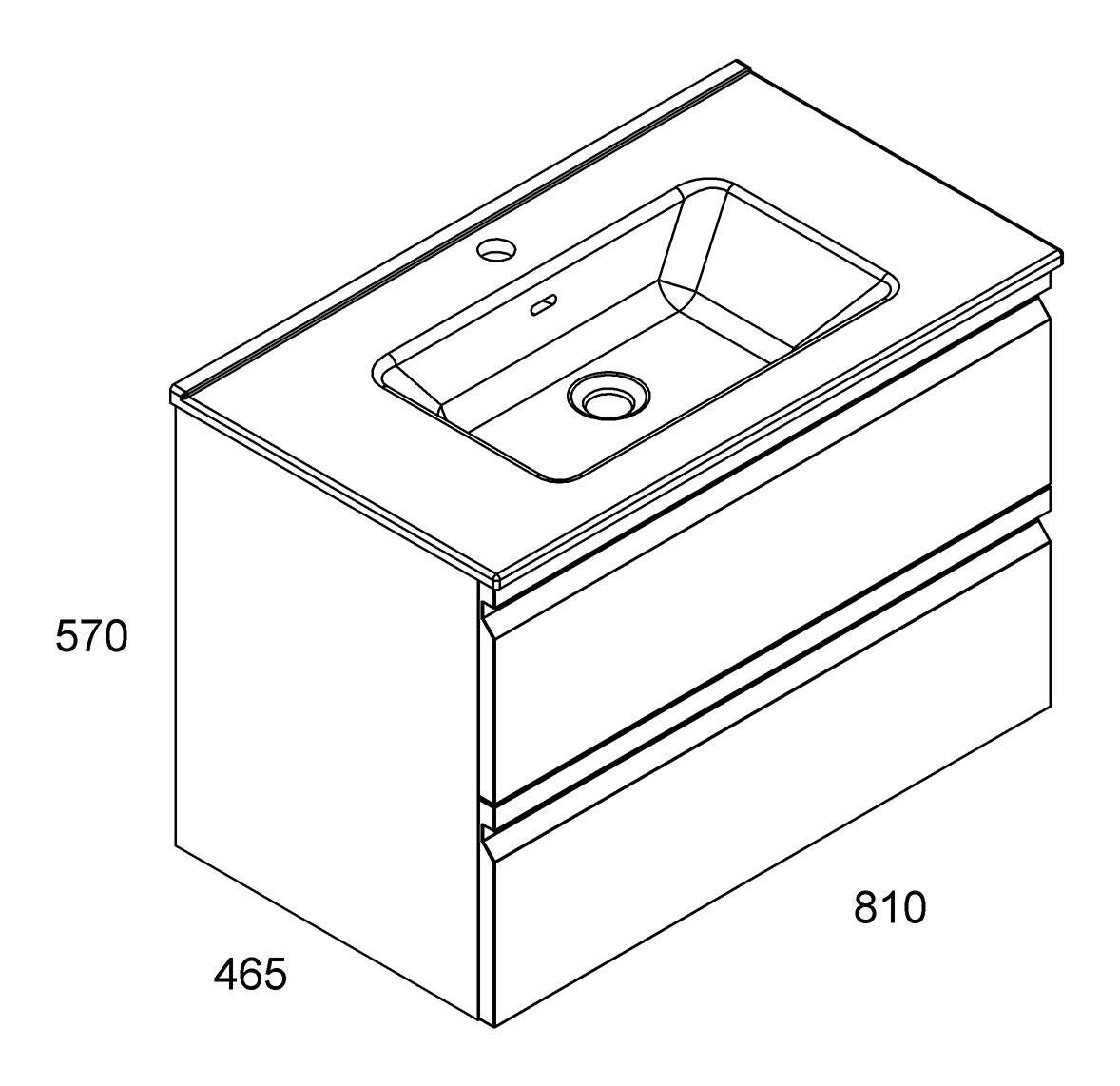Mobile bagno sospeso con lavabo Pull L 80 x H 56 x P 46 cm bianco opaco in mdf 2 cassetti per vasca centrale , piedini non inclusi - 10