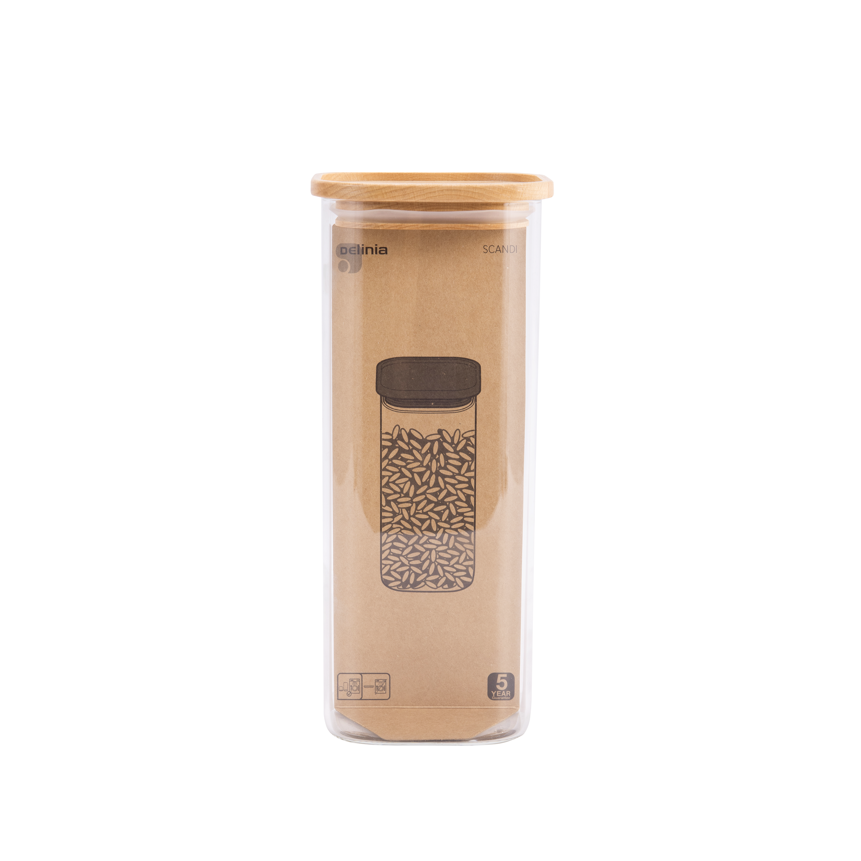 Pojemnik szklany z bukową pokrywką 1500 ml Delinia - 19