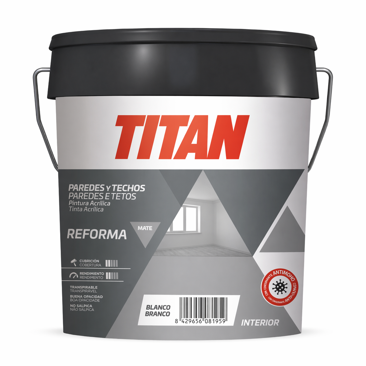 Tinta interior parede anti mofo Titan Reforma branco 15L - 3