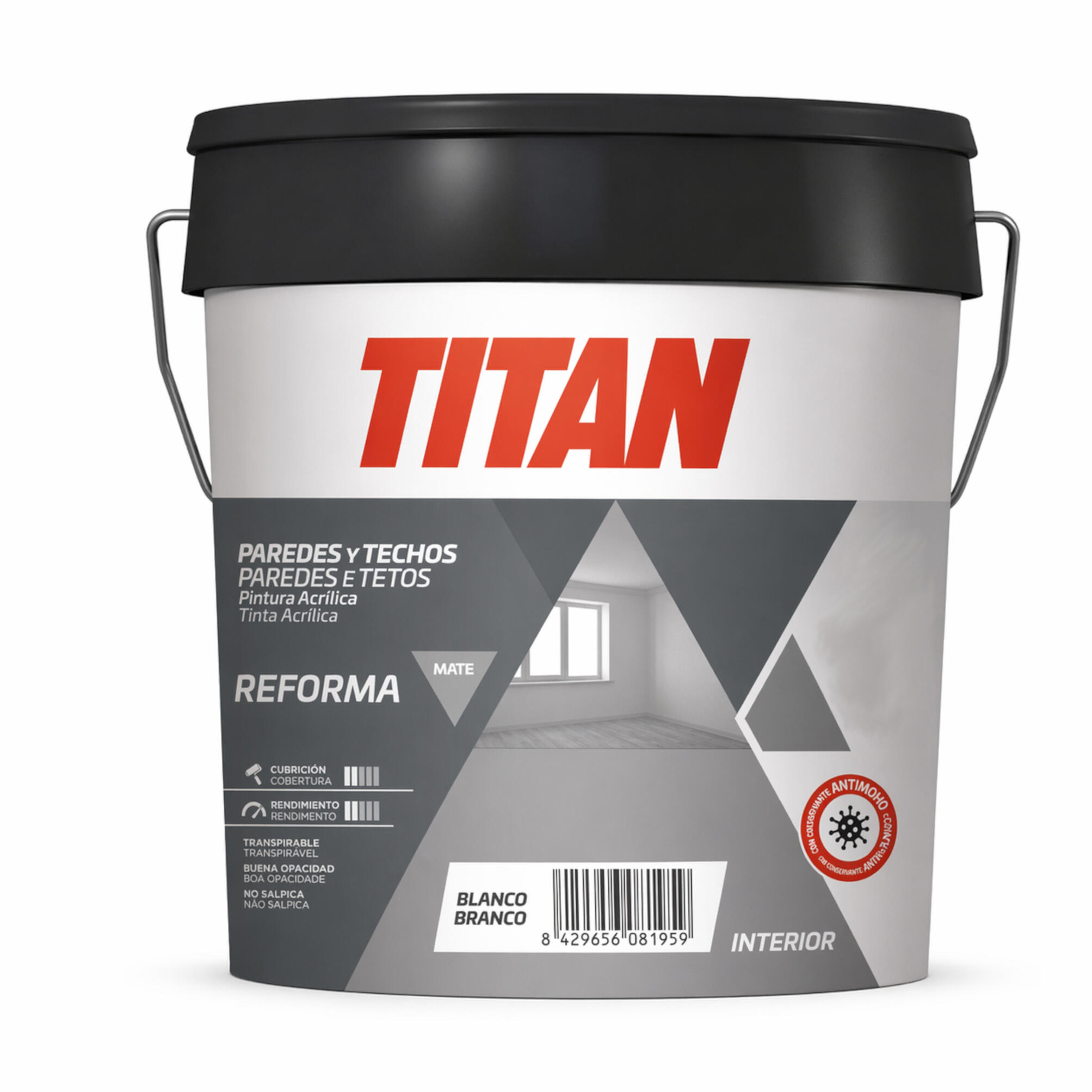Tinta interior parede anti mofo Titan Reforma branco 15L - 2