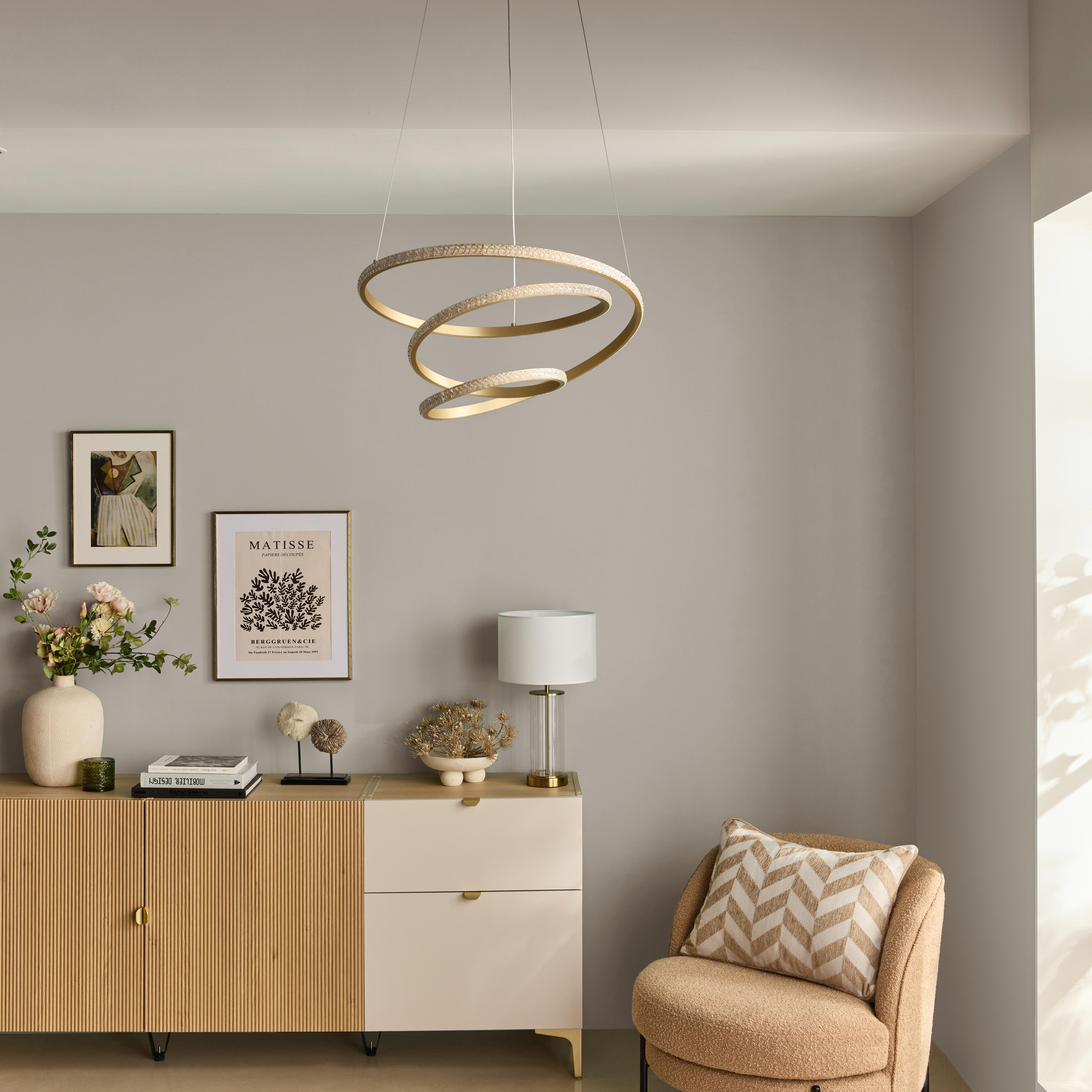 Candeeiro de mesa MAMIO E27 1 luz latao/vidro 50cm Inspire - 6