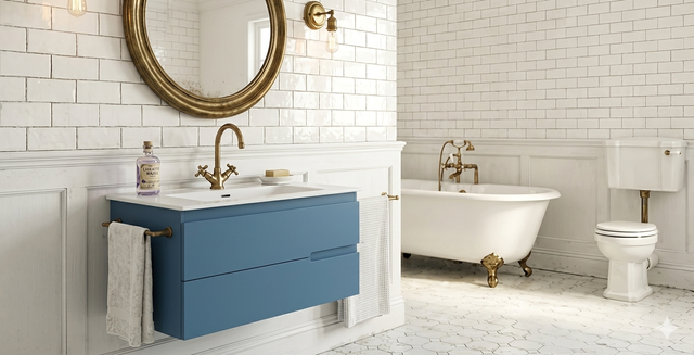 MUEBLE DE BAÑO MÓNACO AZUL 80X45CM 2 CAJONES