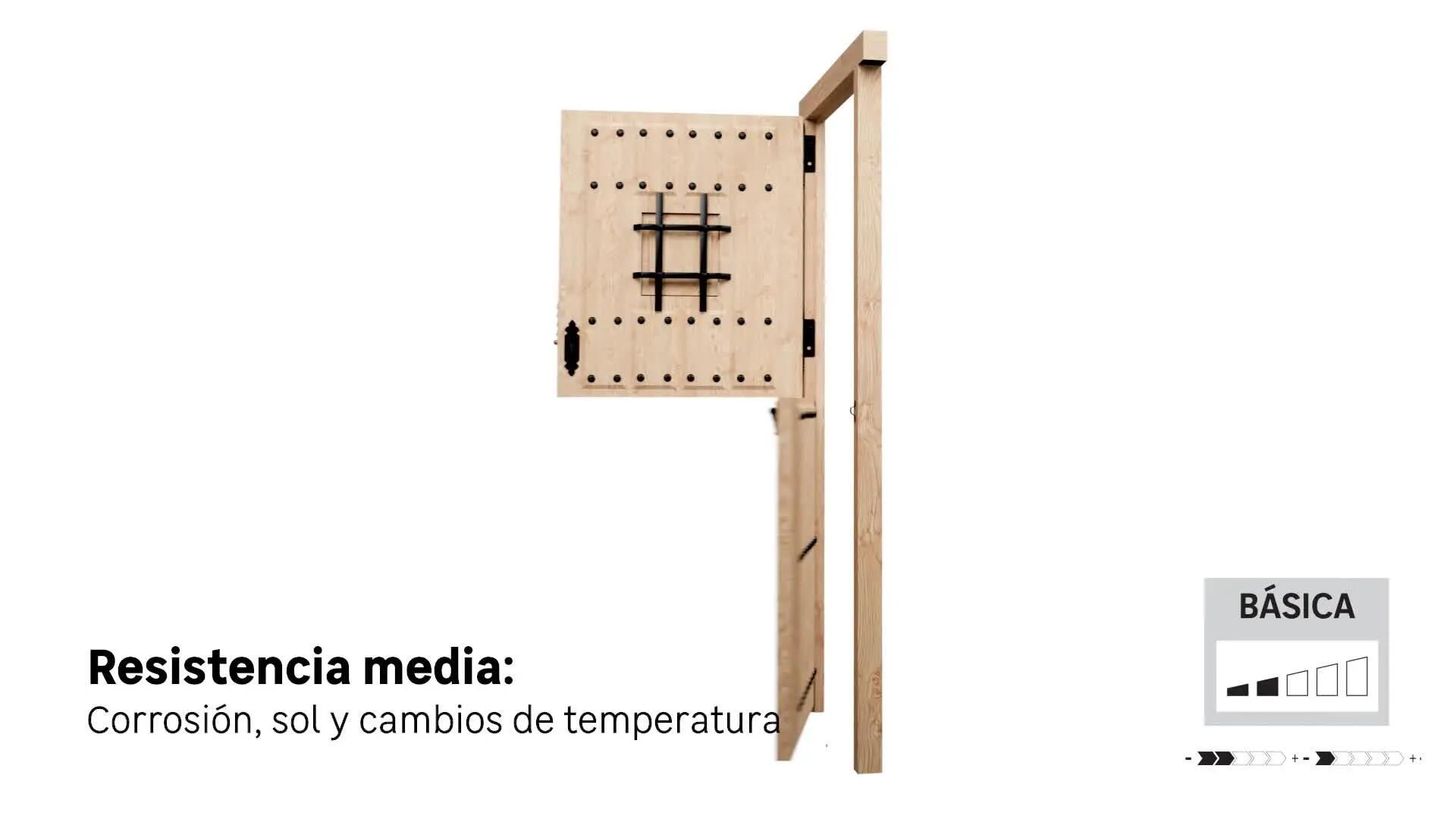 Puerta de entrada madera pino partida con reja diseño rústico color pino apertura izquierda 210x95cm - 15