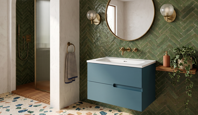 MUEBLE DE BAÑO MÓNACO AZUL 60X45CM 2 CAJONES