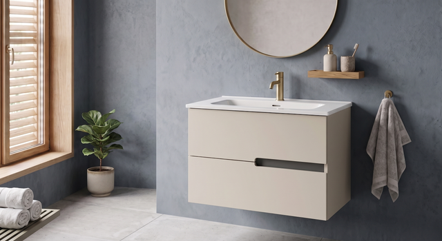 MUEBLE DE BAÑO MÓNACO BEIGE 60X45CM 2 CAJONES