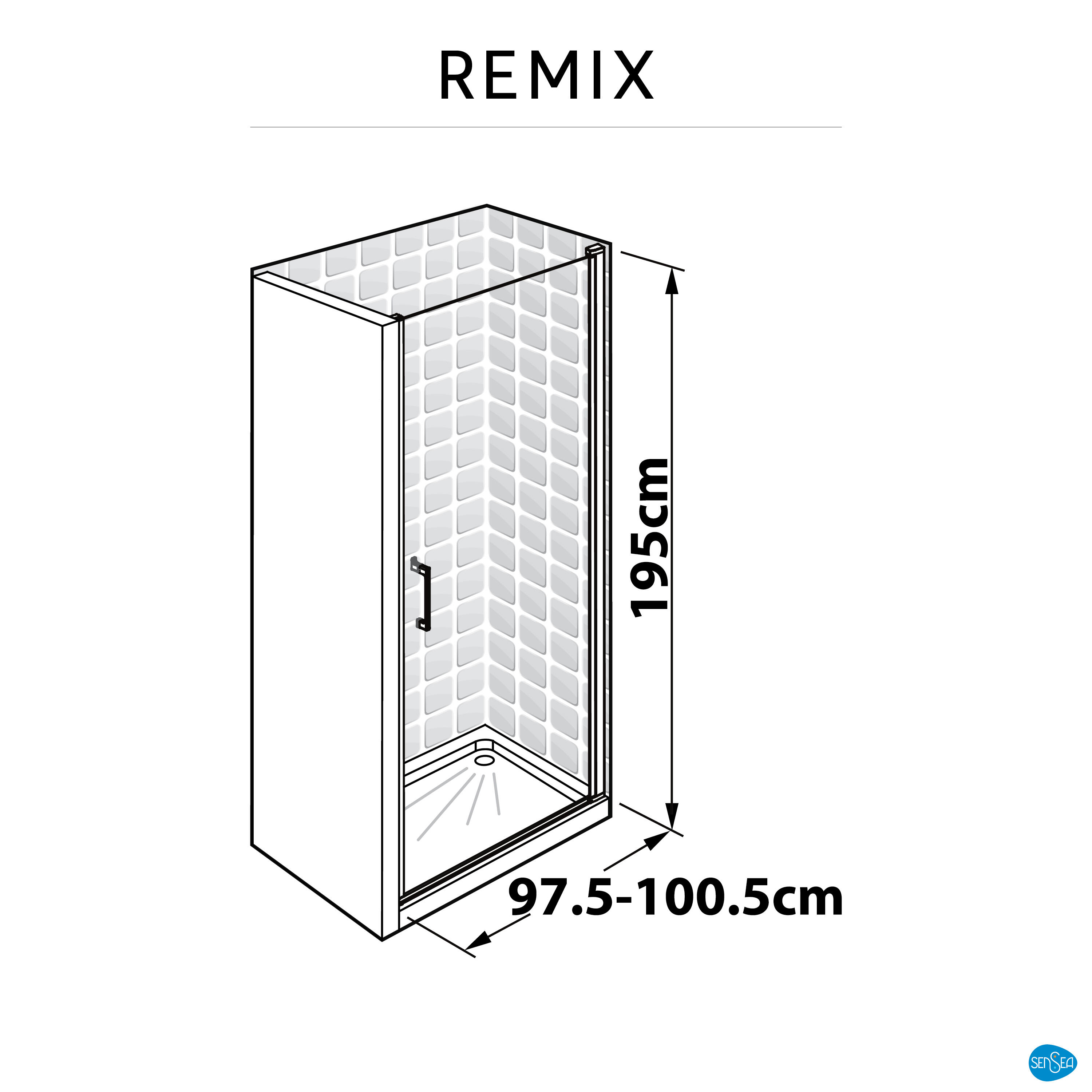 Porte de douche pivotante transparent, chromé 100 cm, Remix - 6