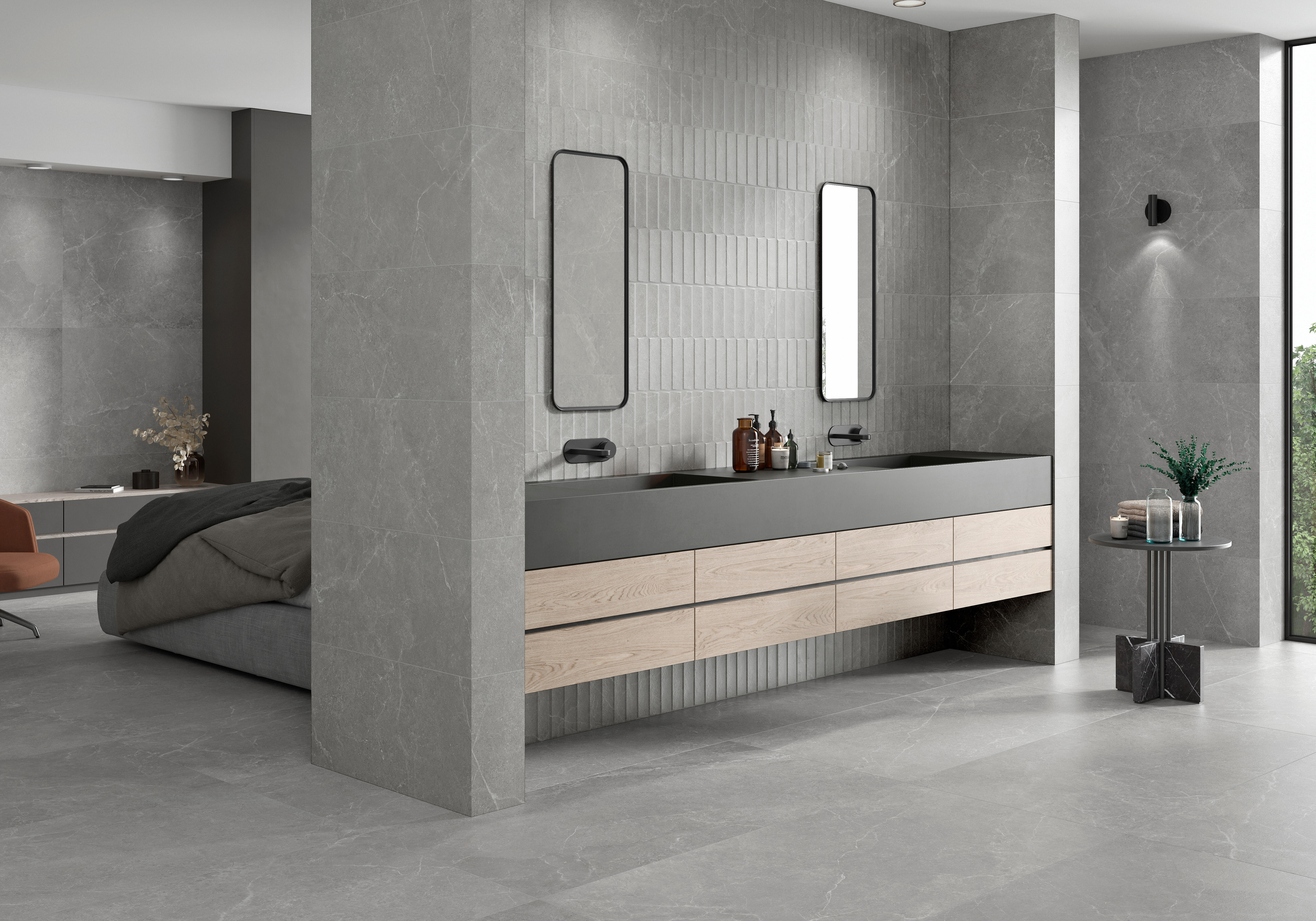 Azulejo cerámico Rev storm efecto relieve gris 40x120 cm | Leroy Merlin