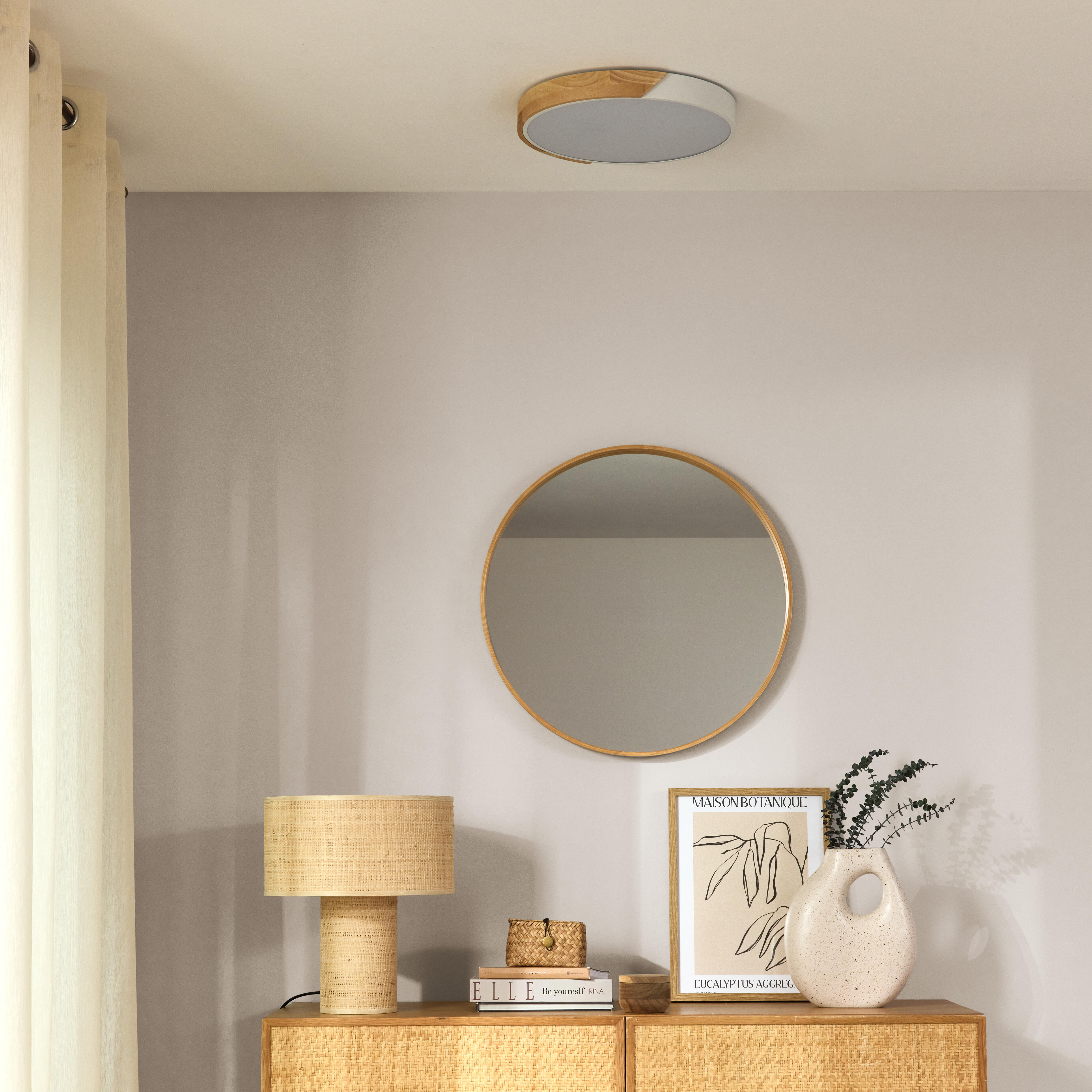 Lustro okrągłe Nordik Frene brązowe śr. 60 cm w drewnianej ramie Inspire - 3