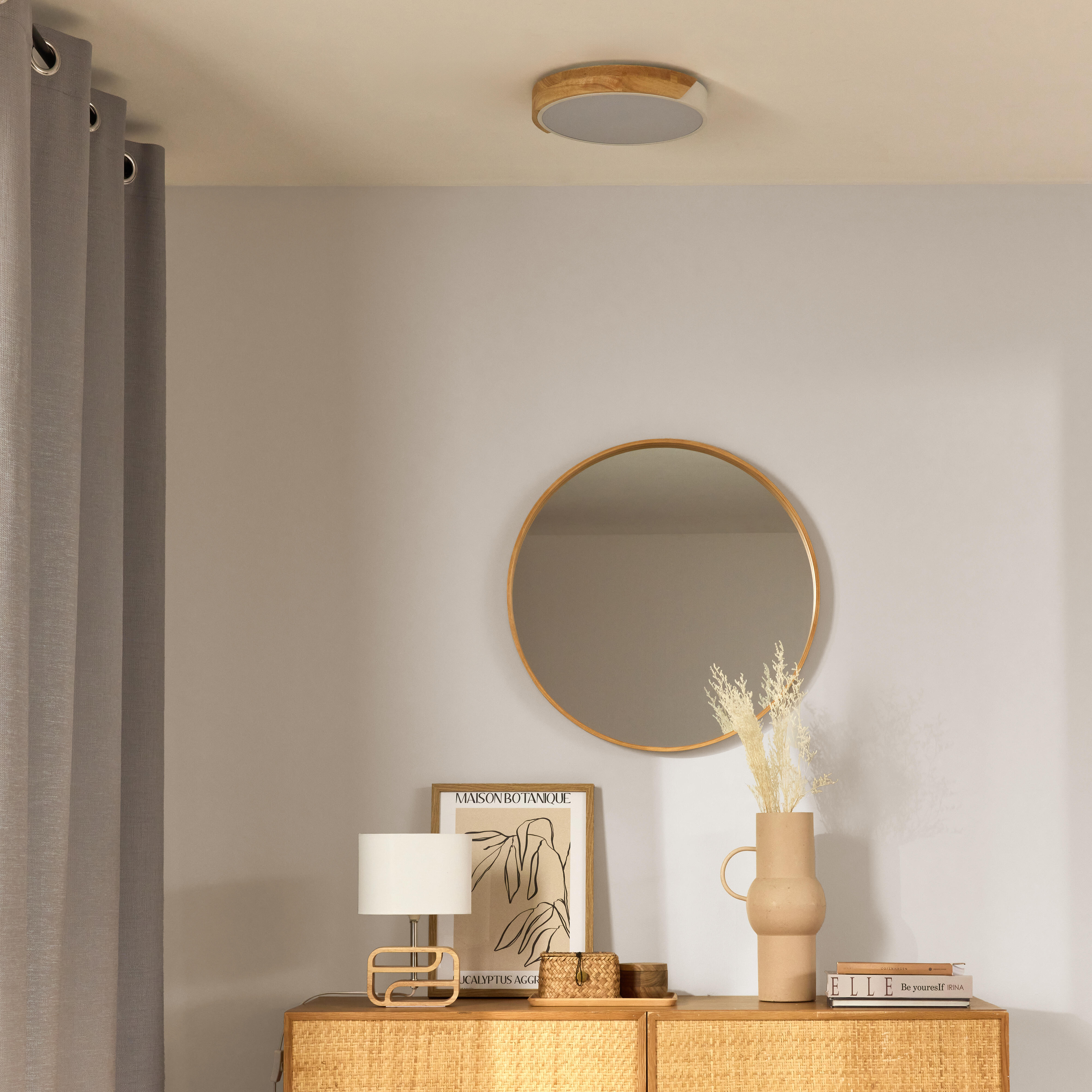 Lustro okrągłe Nordik Frene brązowe śr. 60 cm w drewnianej ramie Inspire - 2