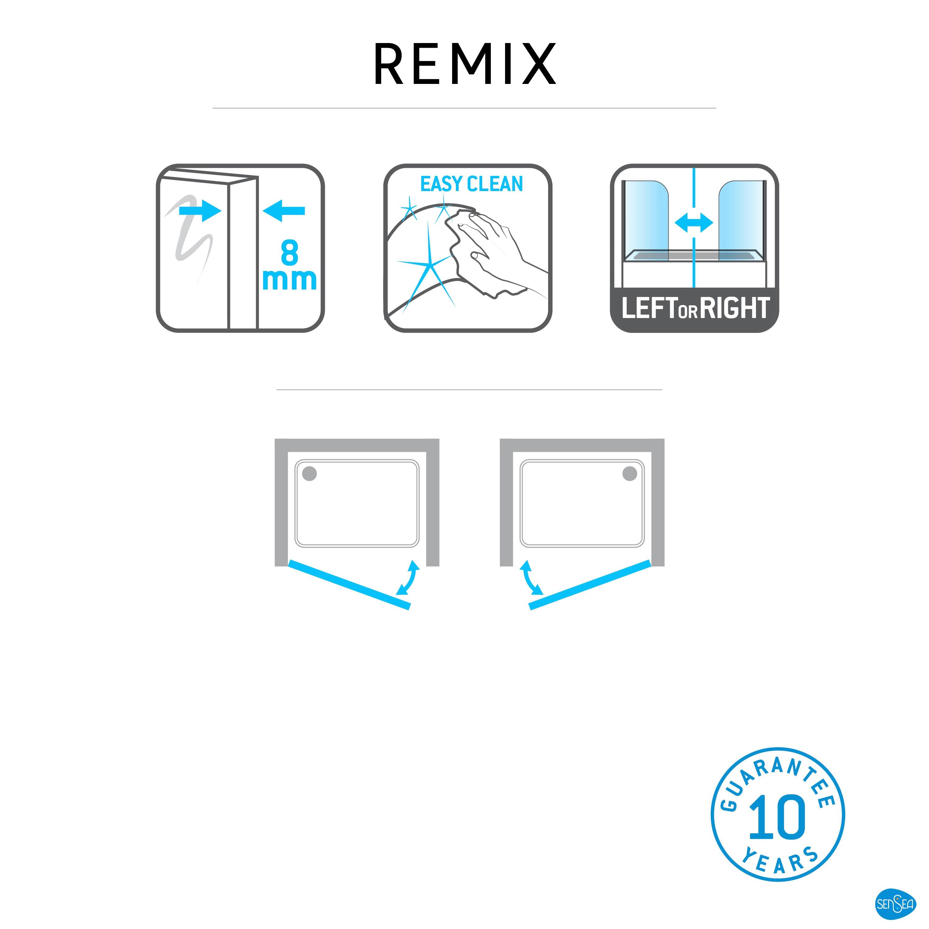 Porte de douche pivotante transparent, chromé 100 cm, Remix - 8
