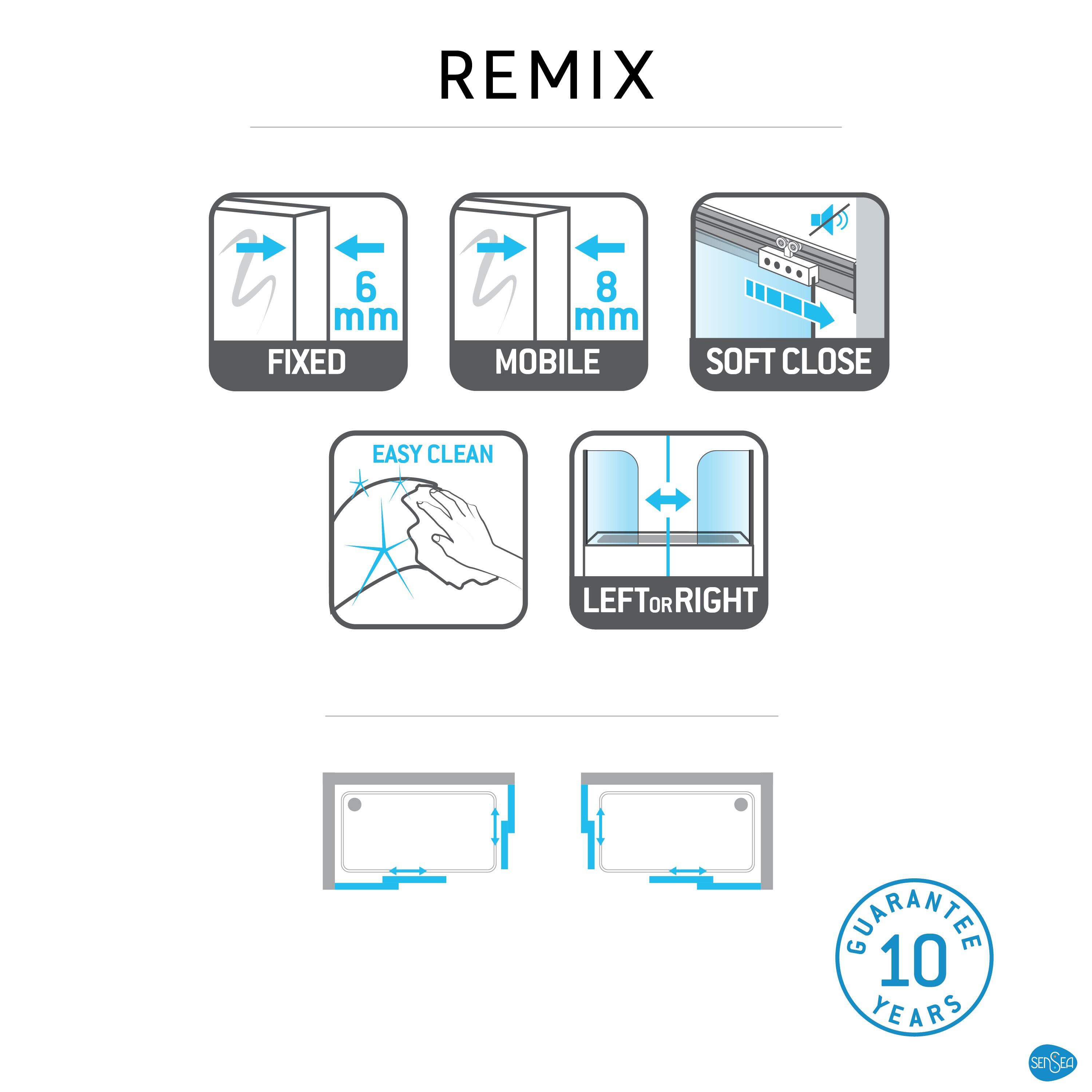 Cabine de duche 80x120x195 cm preto Sensea Remix - 7