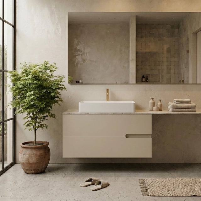 MUEBLE DE BAÑO MÓNACO BEIGE 60X45CM 2 CAJONES