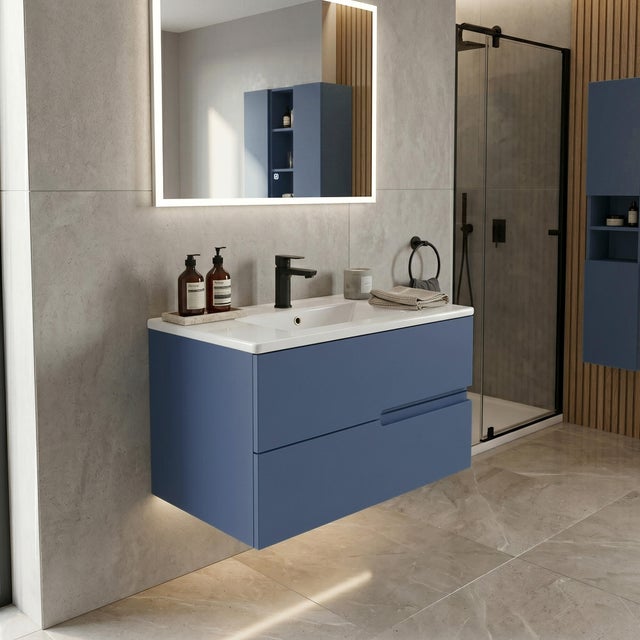 MUEBLE DE BAÑO MÓNACO AZUL 60X45CM 2 CAJONES