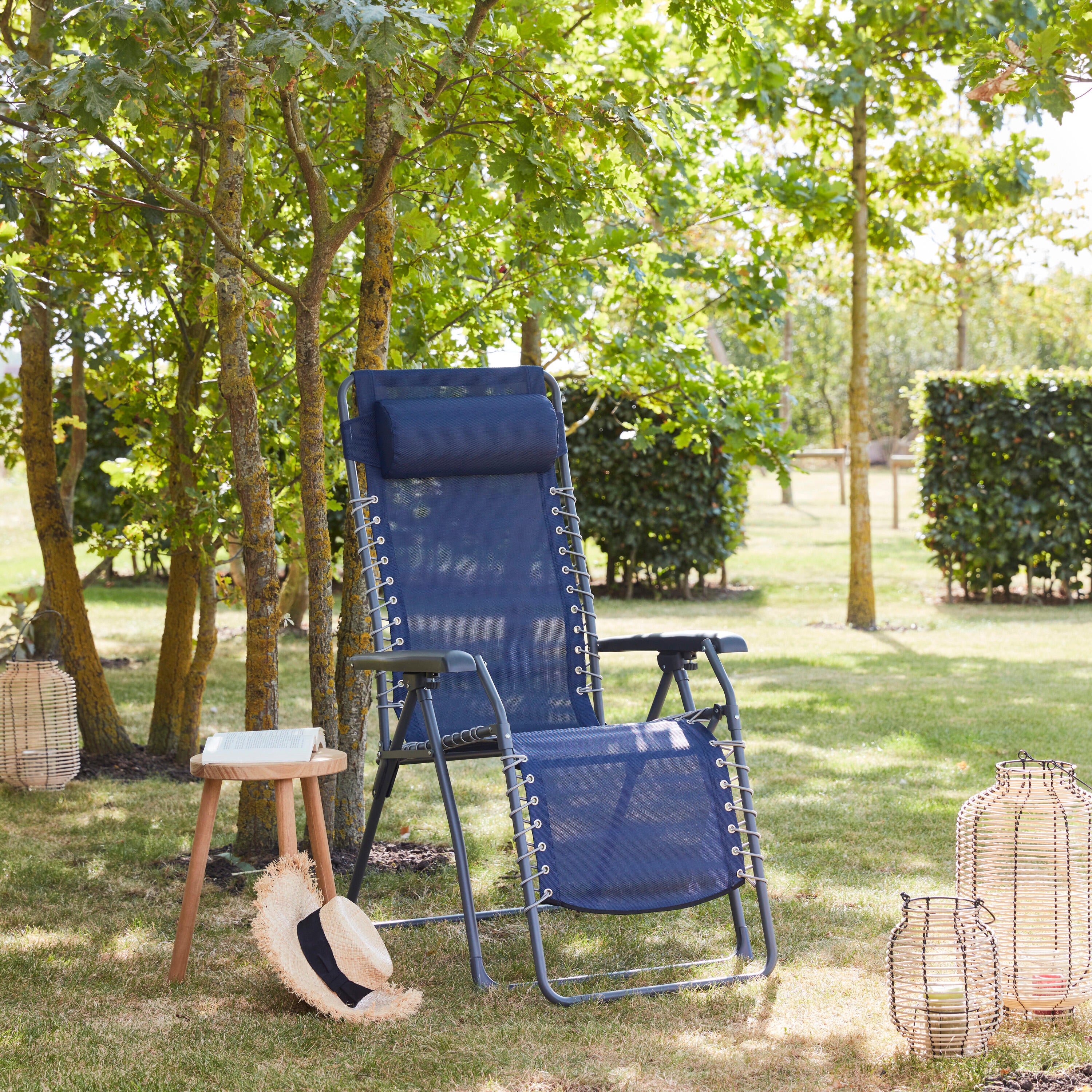 Sillón de jardín de metal NATERIAL Zero Gravity azul - 5