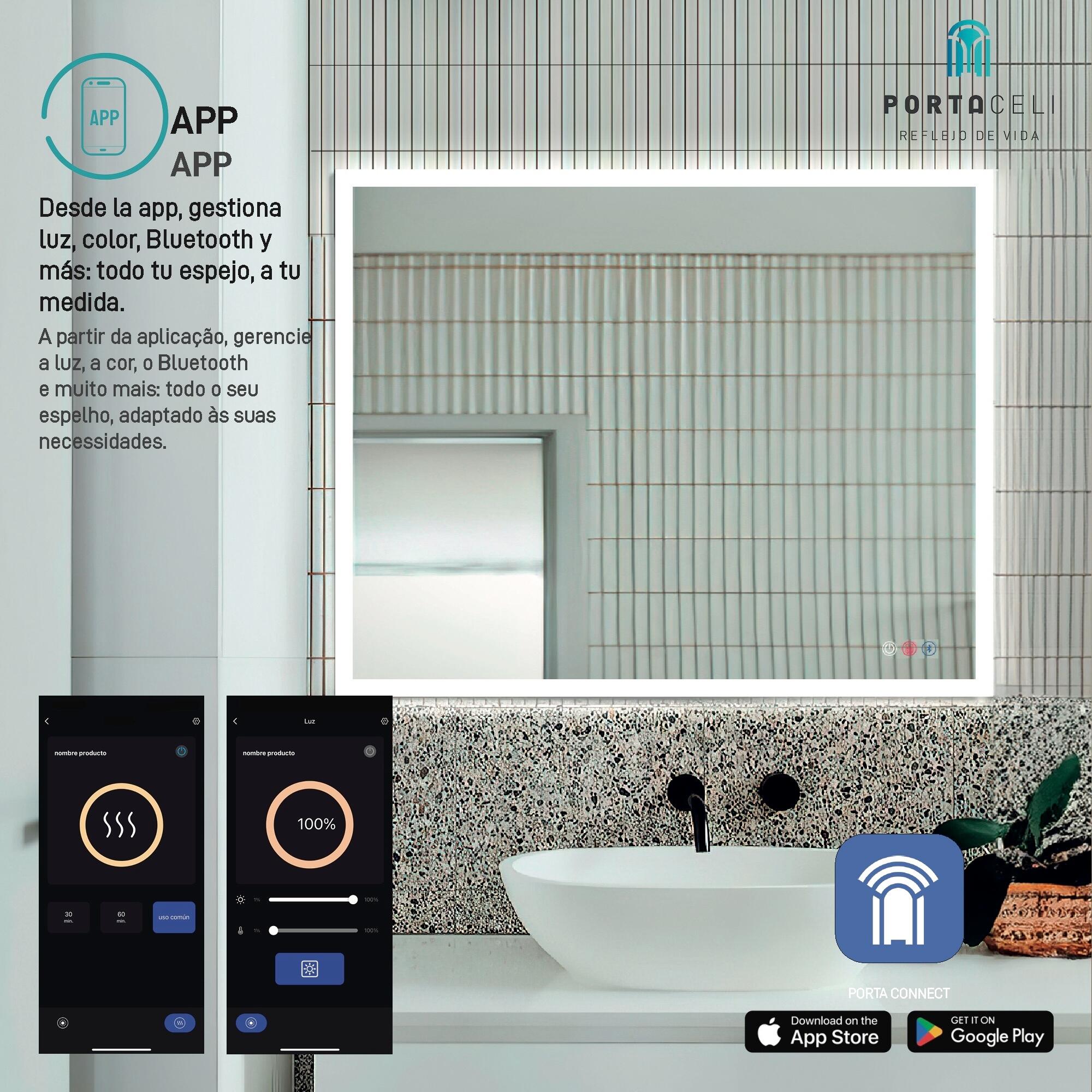 Espejo de baño con luz LED  Cosmos  con antivaho, táctil, altavoz, , bluetooth,  80x70cm - 8