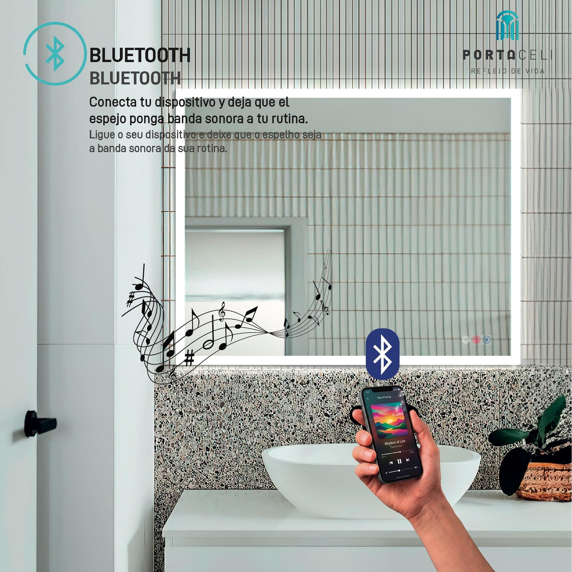 Espejo de baño con luz LED  Cosmos  con antivaho, táctil, altavoz, , bluetooth,  80x70cm - 7
