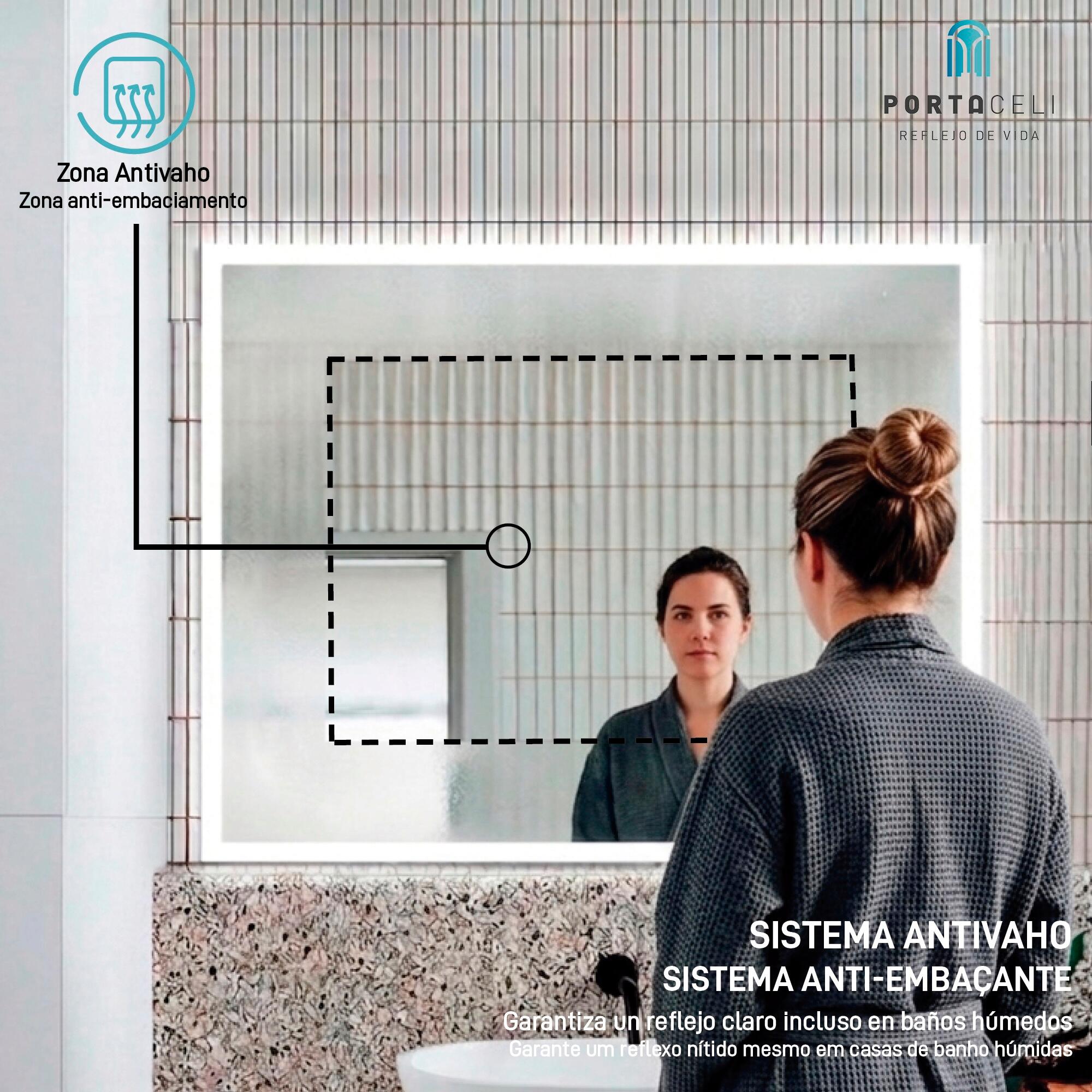 Espejo de baño con luz LED  Cosmos  con antivaho, táctil, altavoz, , bluetooth,  80x70cm - 6