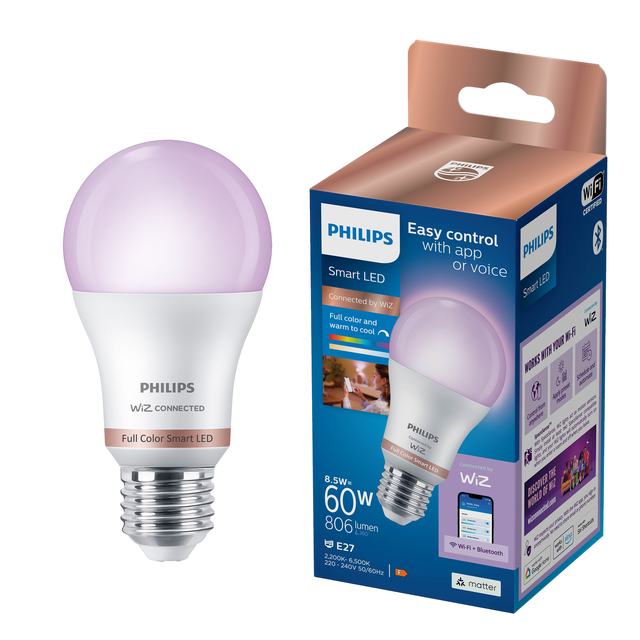 Żarówka LED E27 8 W = 60 W 806 lm RGB Philips