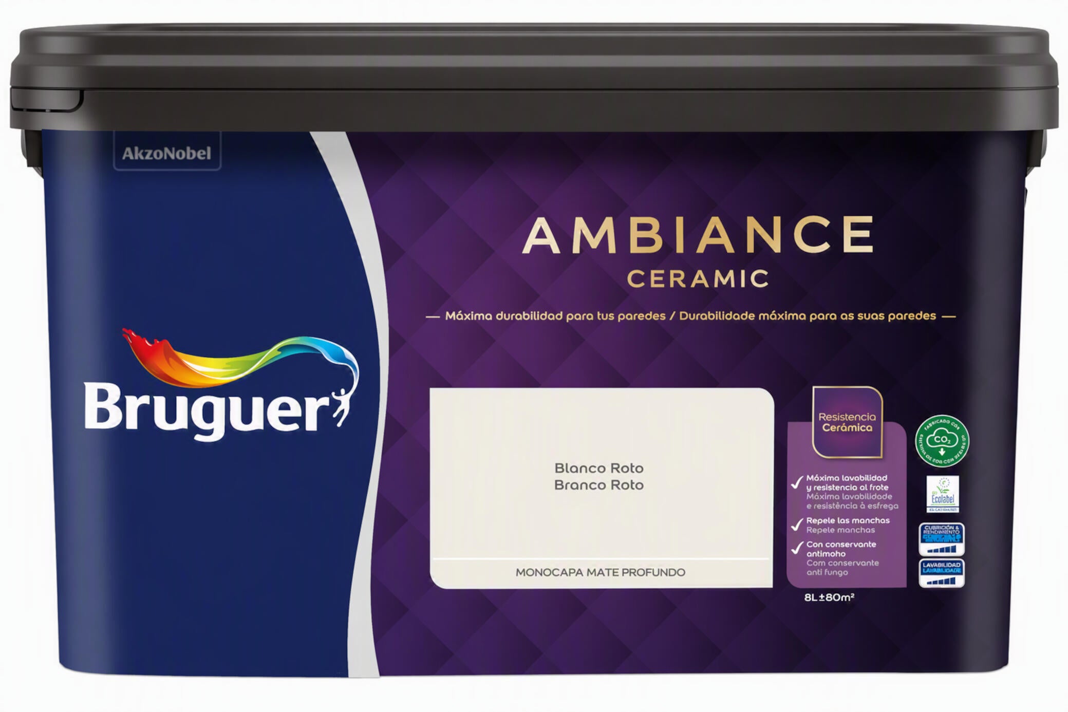Pintura de interior Ambiance Ceramic BRUGUER color blanco roto mate profundo 4L para paredes y techos - 2