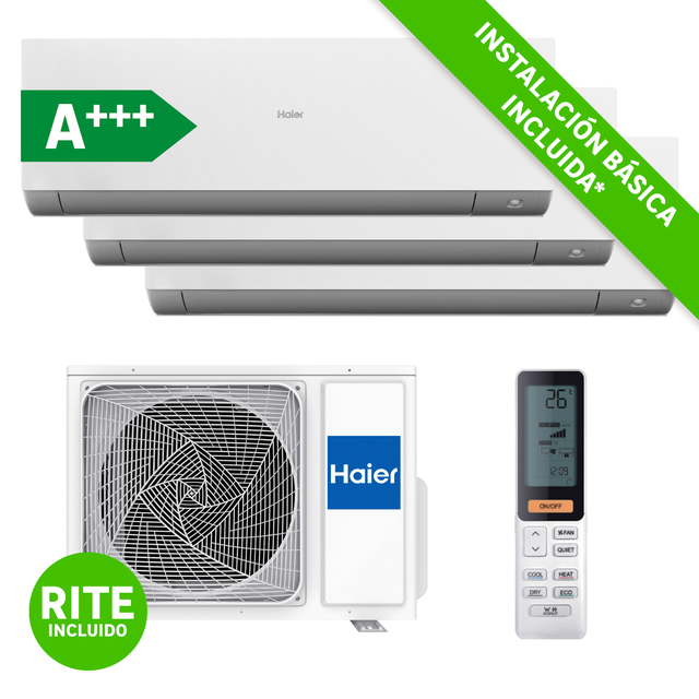 Aire acondicionado multisplit 3x1 HAIER Expert 70 Wi-Fi 2x2000+3000 fg Instalación básica incluida