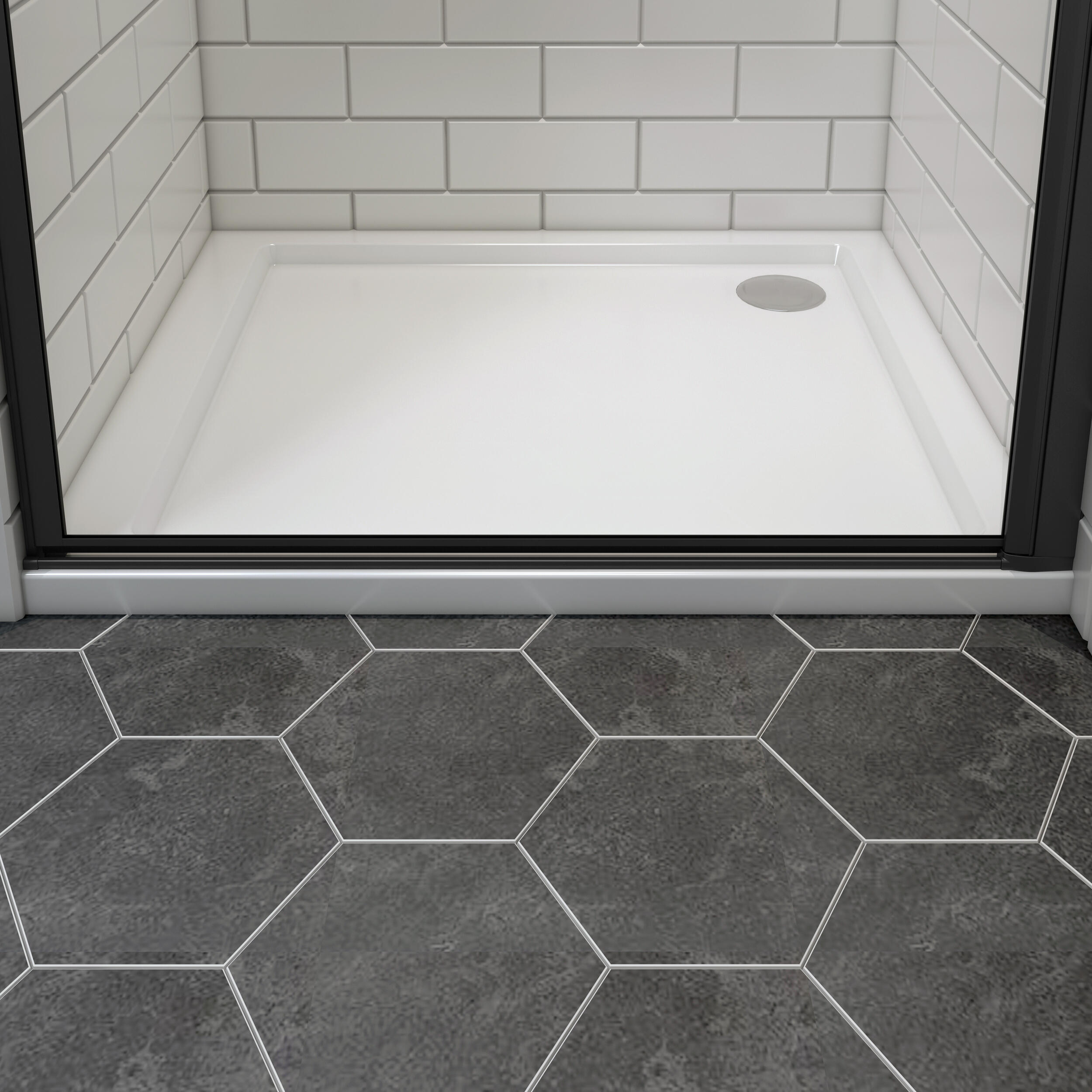 Porte de douche pivotante transparent, noir 80 cm, Remix - 3