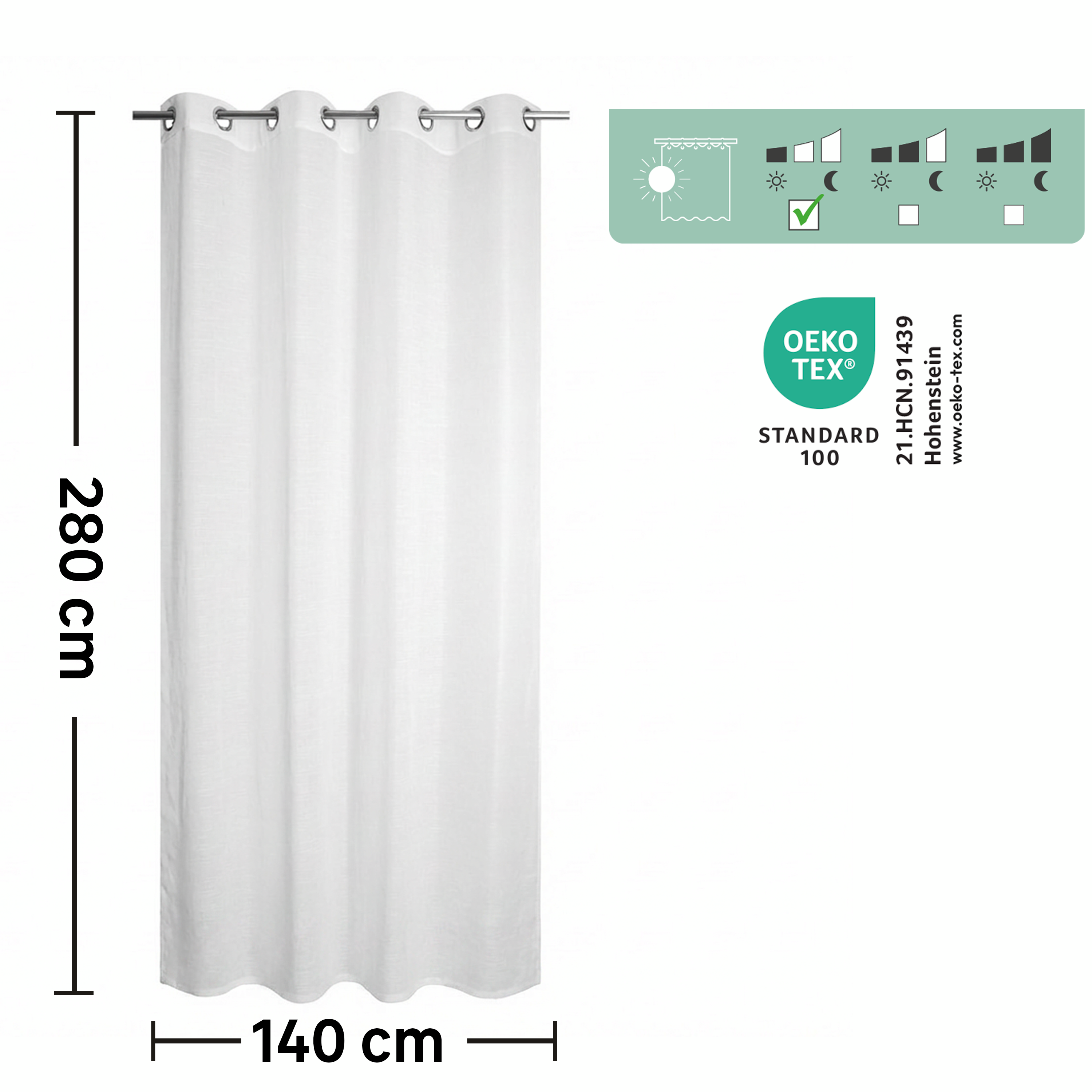 Visillo ollaos Cambria poliéster lino de 200x280cm INSPIRE liso blanco. Incluye cinta termoadhesiva - 16