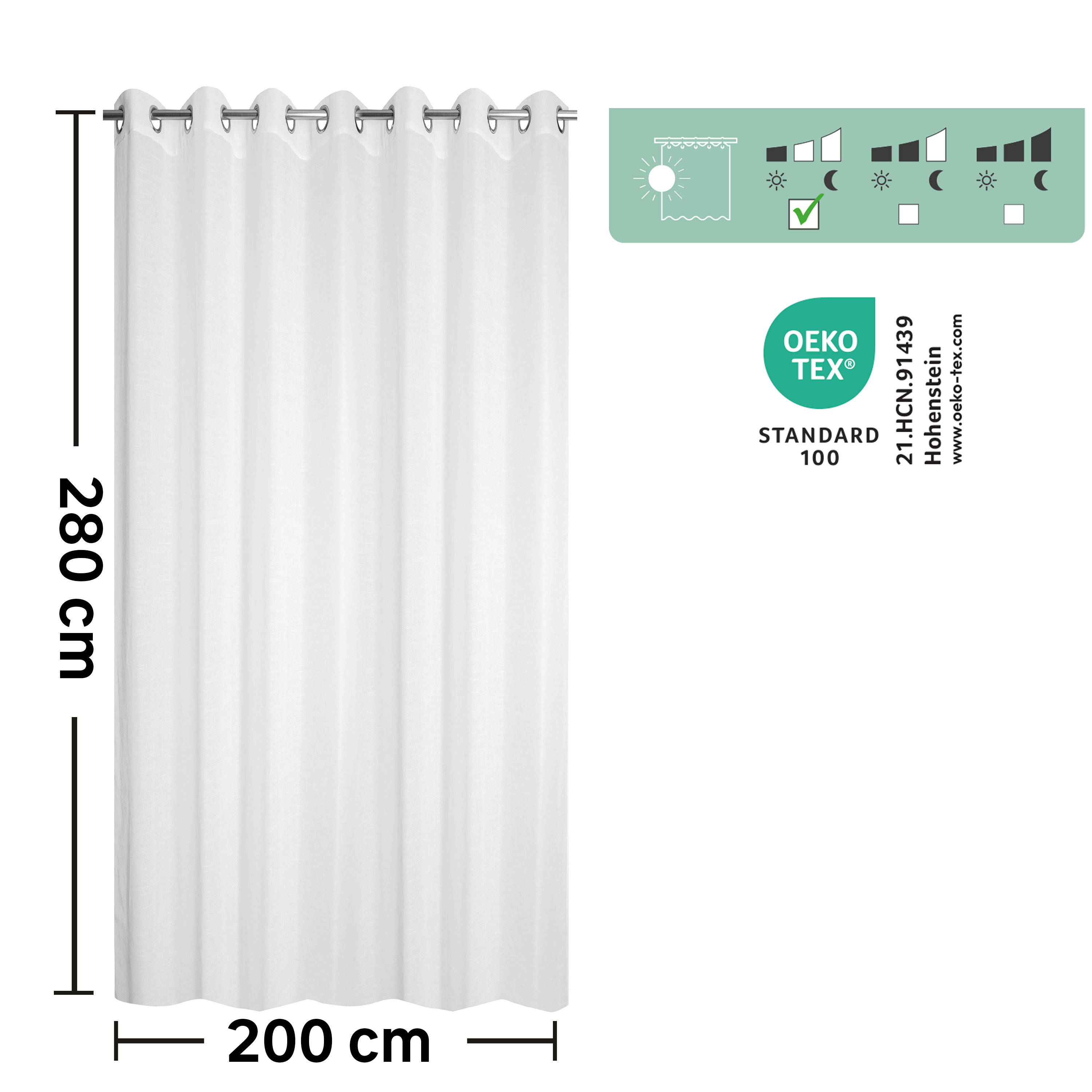 Visillo ollaos Cambria poliéster lino de 200x280cm INSPIRE liso blanco. Incluye cinta termoadhesiva - 7