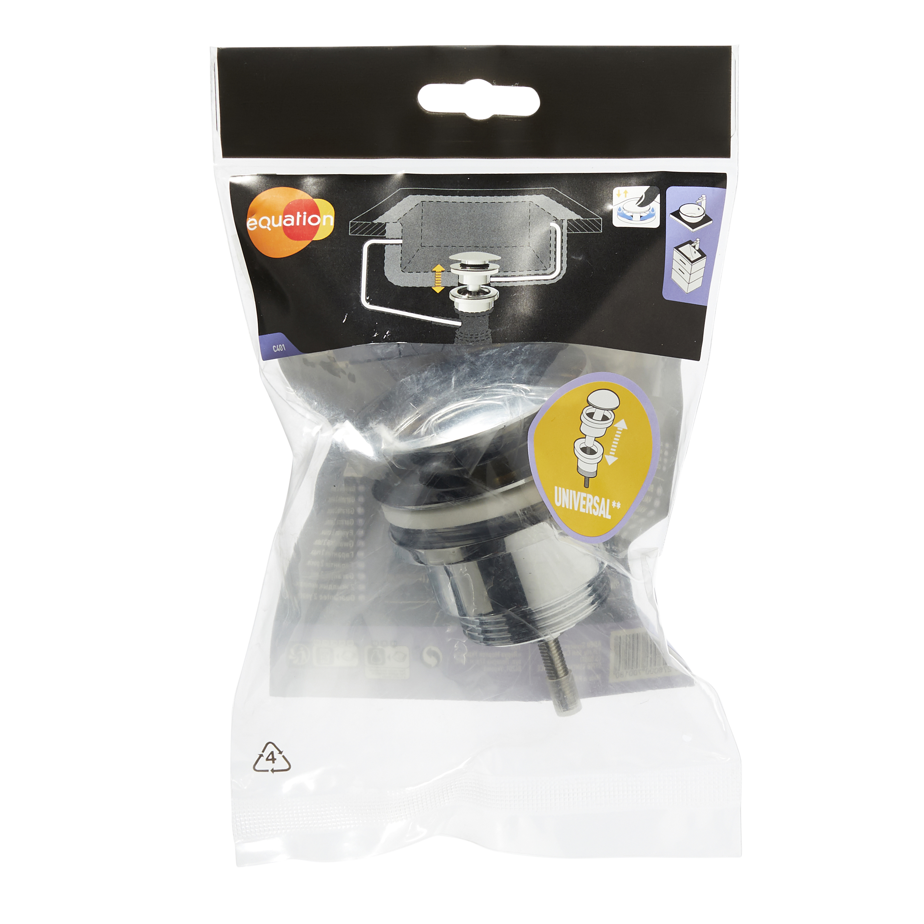 Válvula click corta EQUATION Tap/grande 70mm cromada Ø32mm - 6