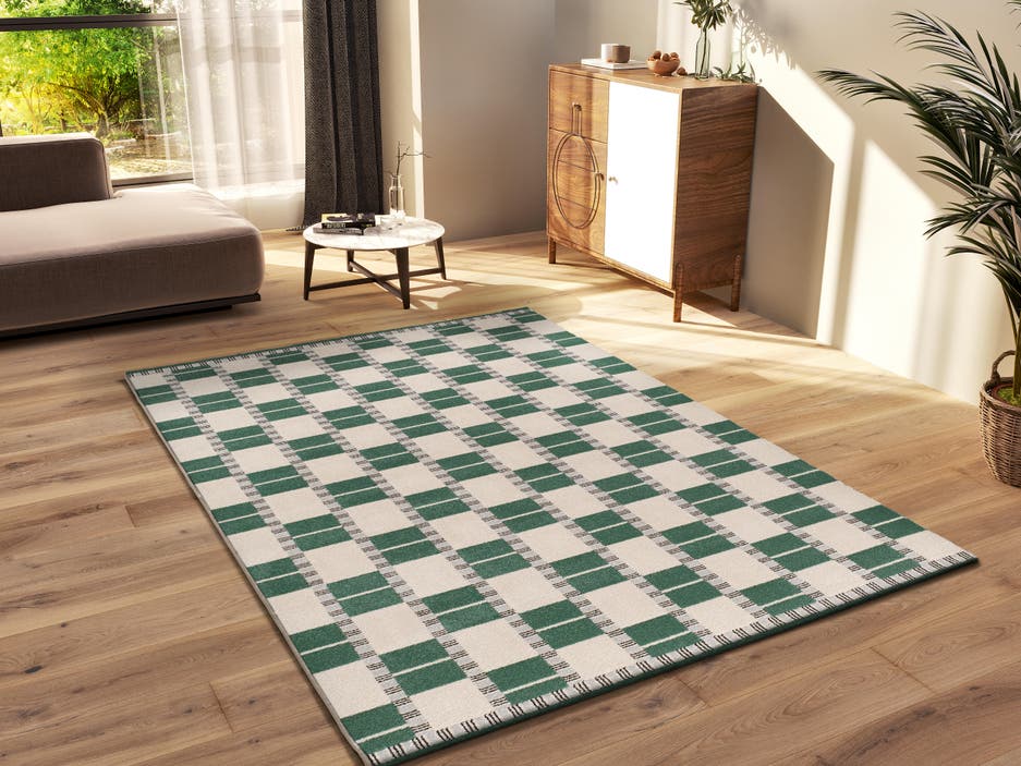 alfombras verdes y blancas