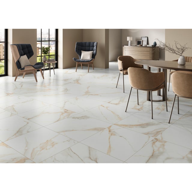 Carrelage sol intérieur effet marbre Lumière naturelle satin rectifié 60x60 cm 1,06m²