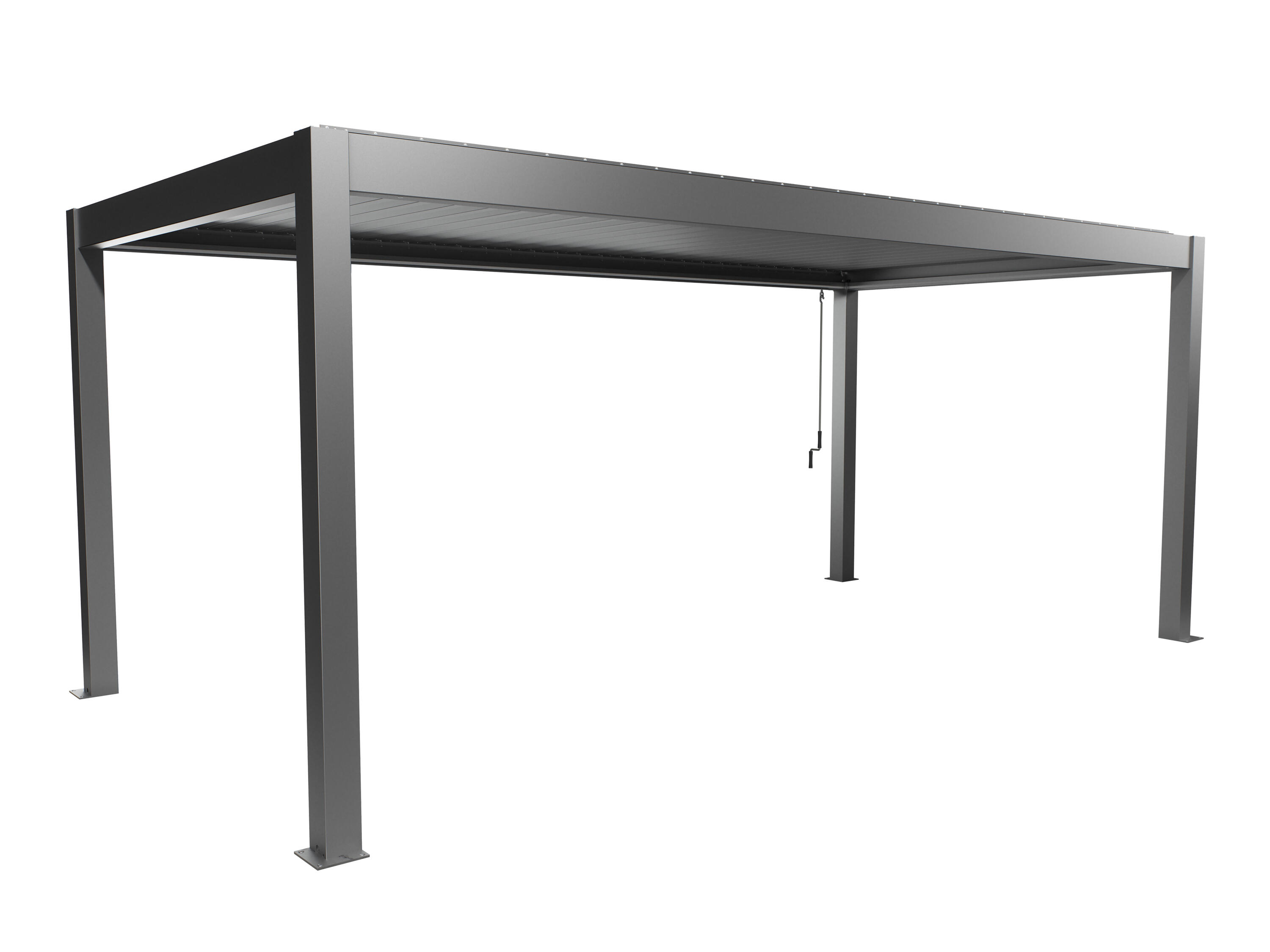 pergola bioclimatica de acero biohort gris metalizado y lama gris claro de 608 x 312 x 264 cm manual