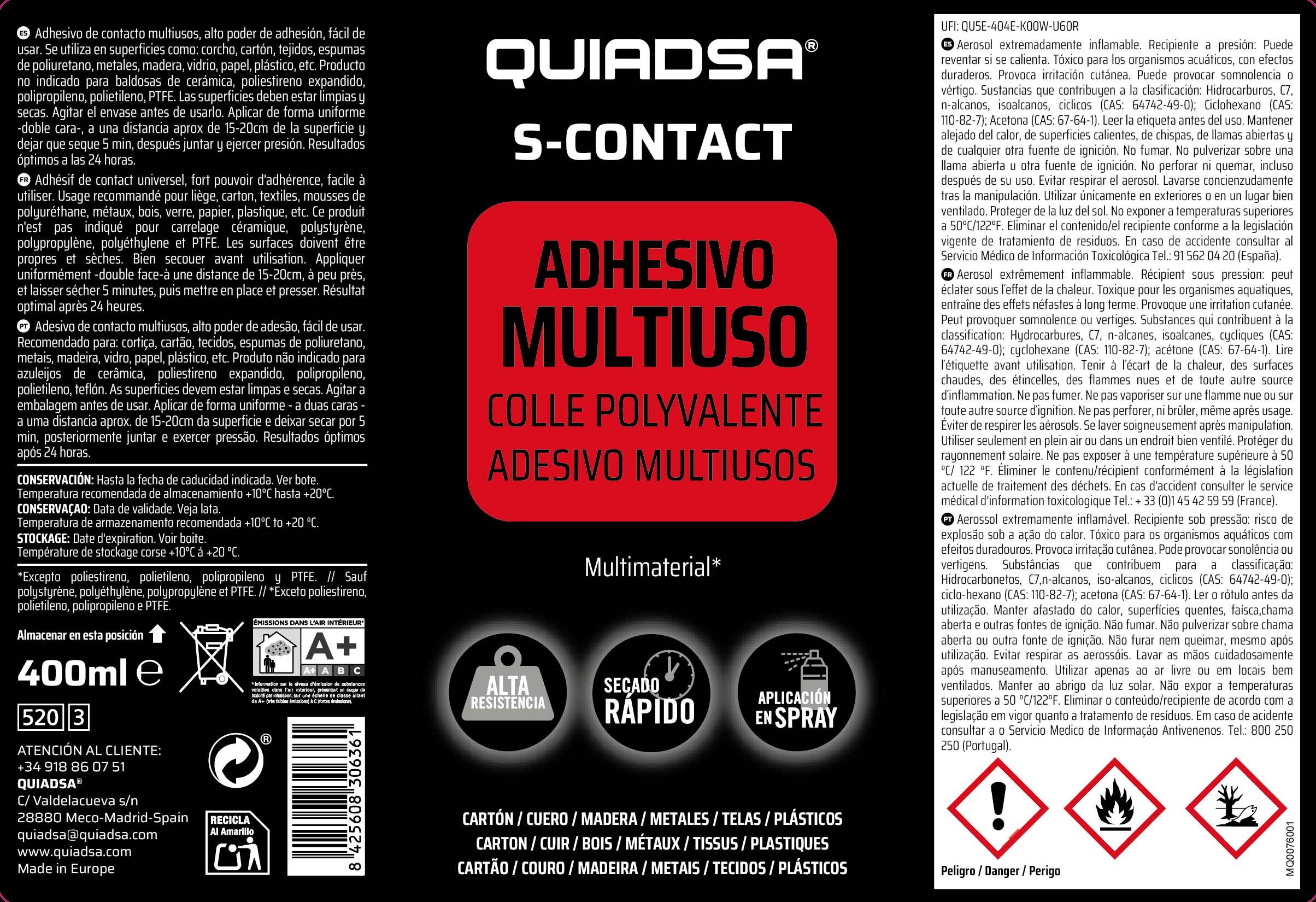 COLA DE CONTACTO SPRAY 400 ML - 2