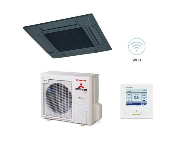 Aire acondicionado por cassette 90x90 Smart Mitsubishi Heavy Industries 1X1 FDT(N)90VHNP-W WIFI BLACK R32 A++/A+ (7740F/7740K)