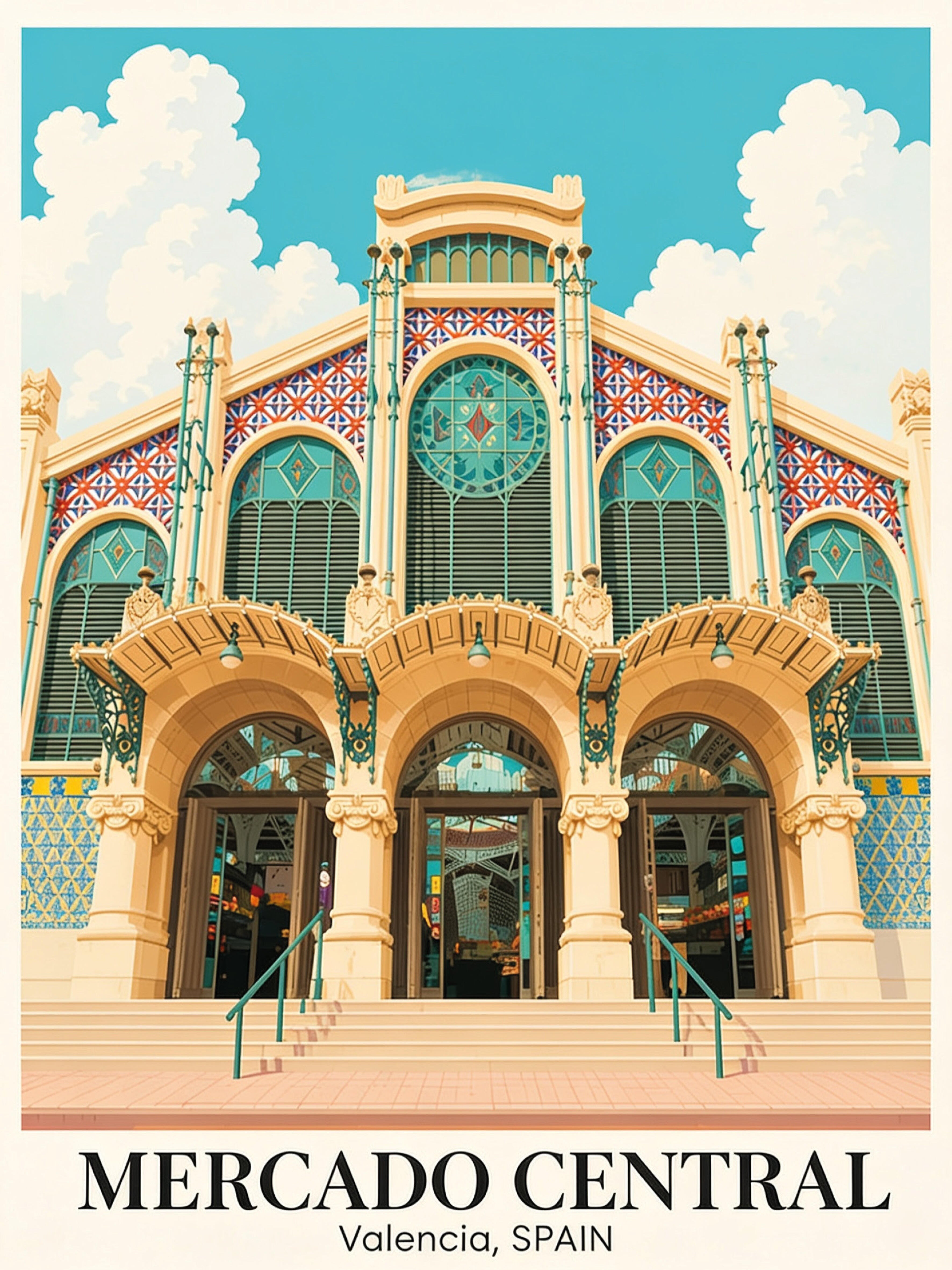 2 Láminas Urban city rectangular de 30 x 40 cm. Papel Mercado Central y Cabañal azul - 6