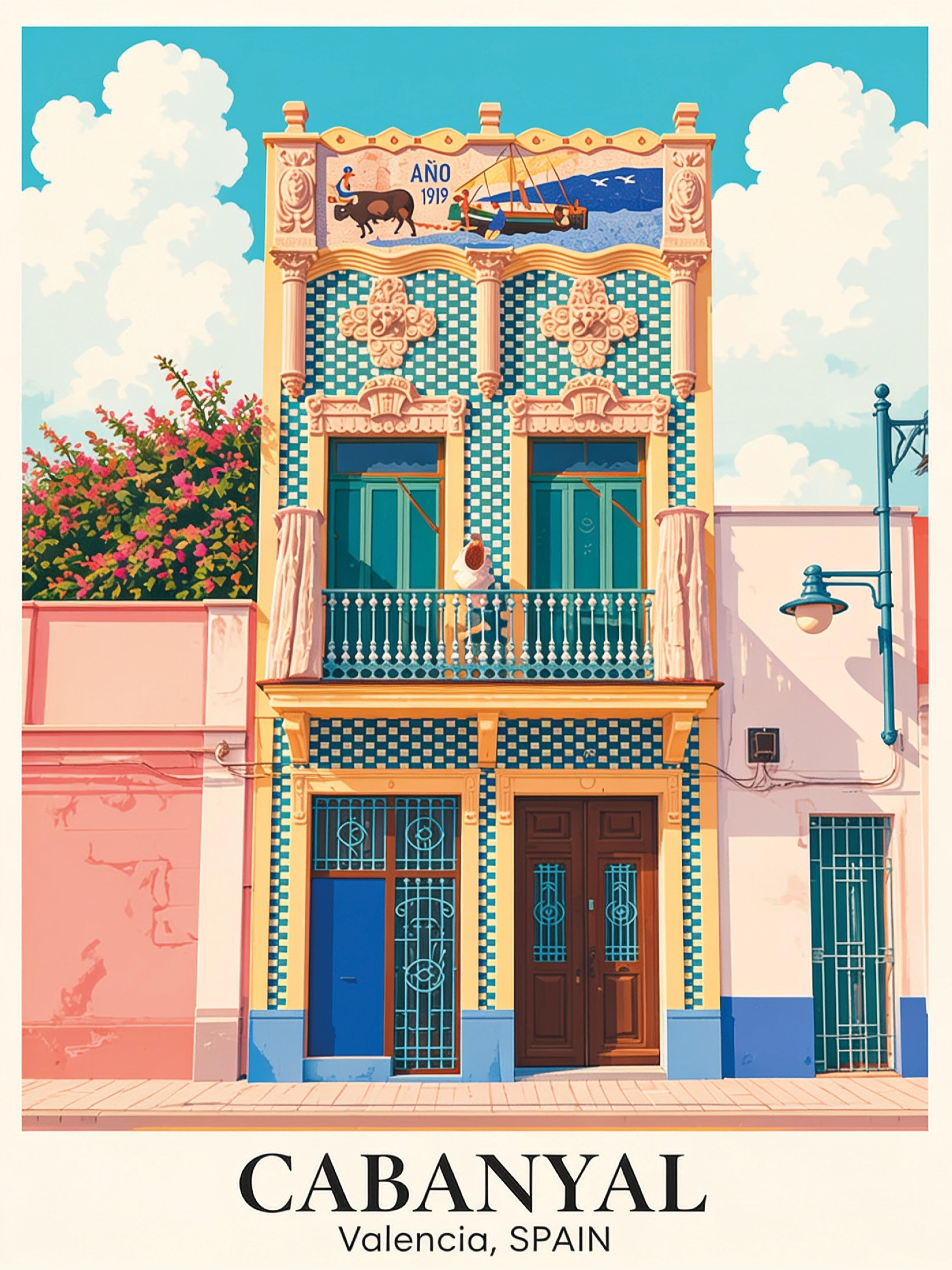 2 Láminas Urban city rectangular de 30 x 40 cm. Papel Mercado Central y Cabañal azul - 5