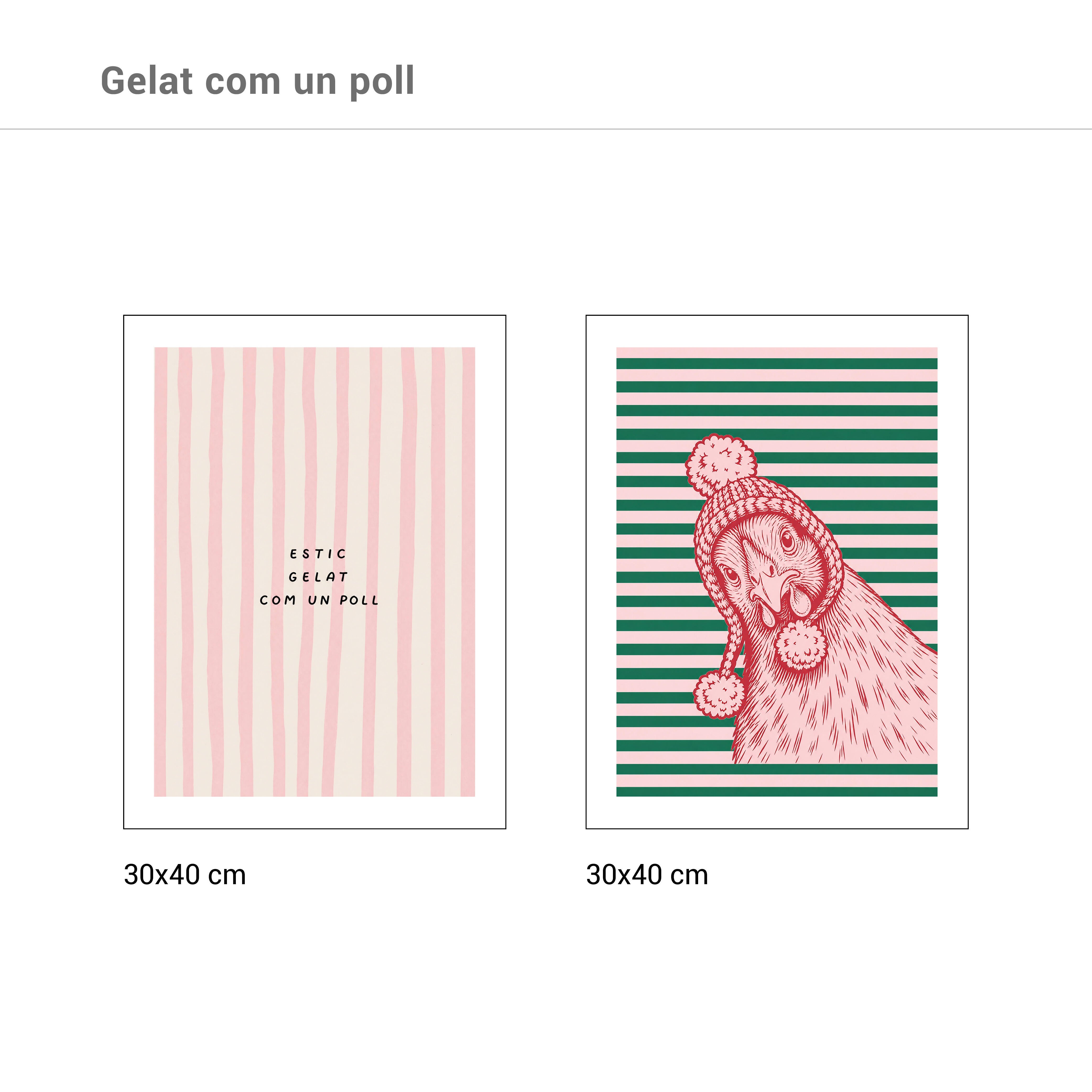 2 Láminas Animales rectangular de 30 x 40 cm. Papel Gelat Com Un Poll rosa, rojo, verde - 3