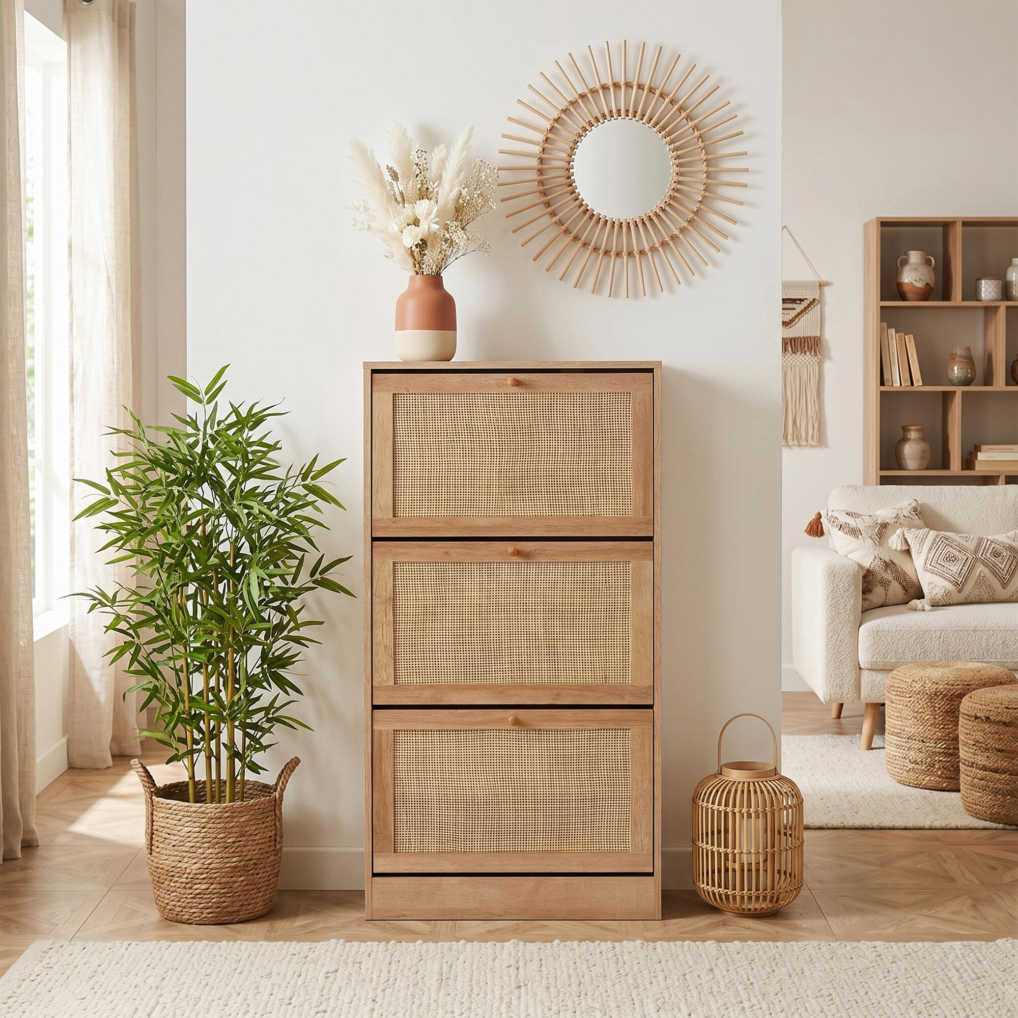 Sapateira Bali com 3 portas castanho 60x24x113cm - 3