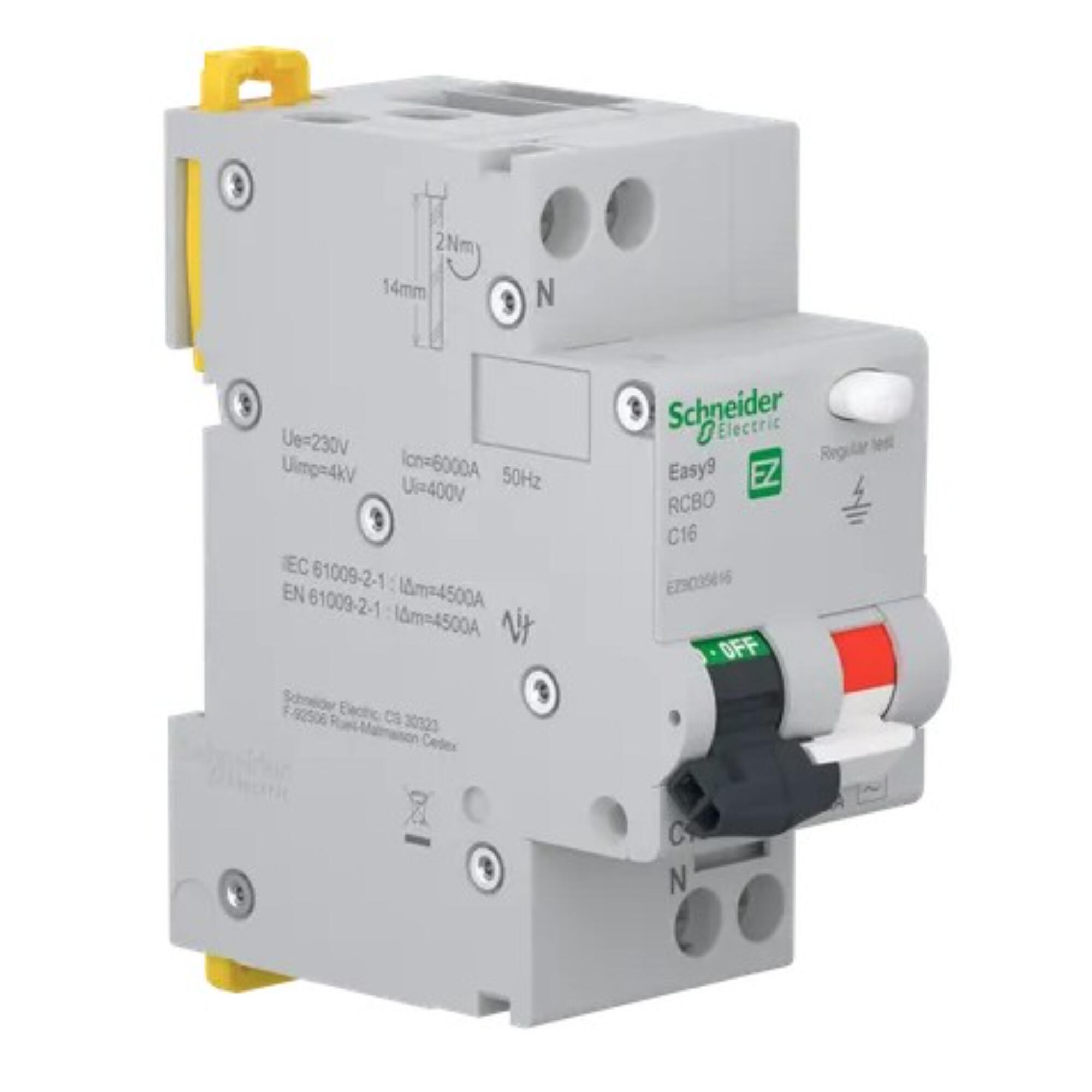 Siguranta diferentiala automata Schneider Easy9 Pro RCBO 1P+N, C, 16A, 30mA, 6kA