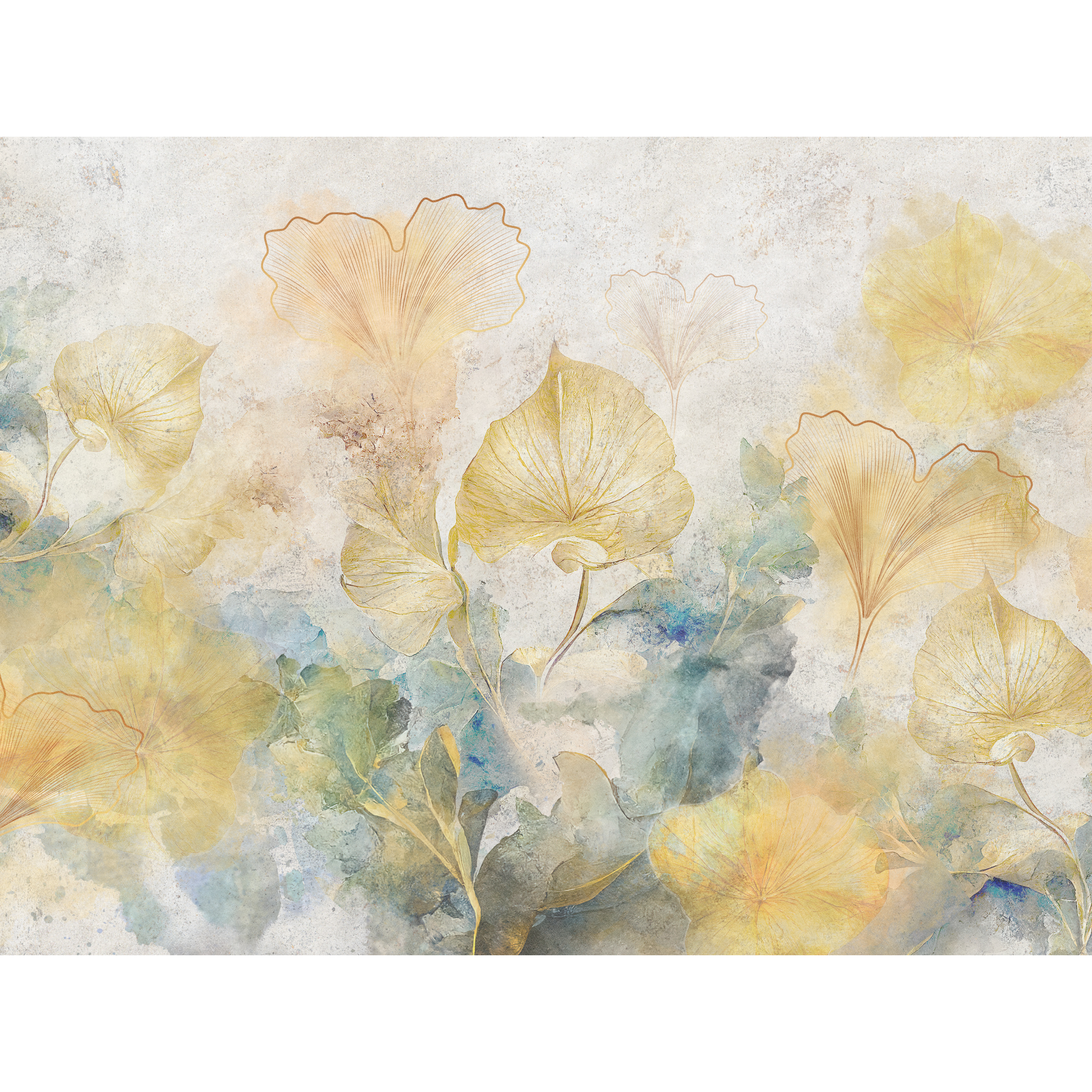 Mural Biloba Akwarele 400 x 280 cm struktura płótna