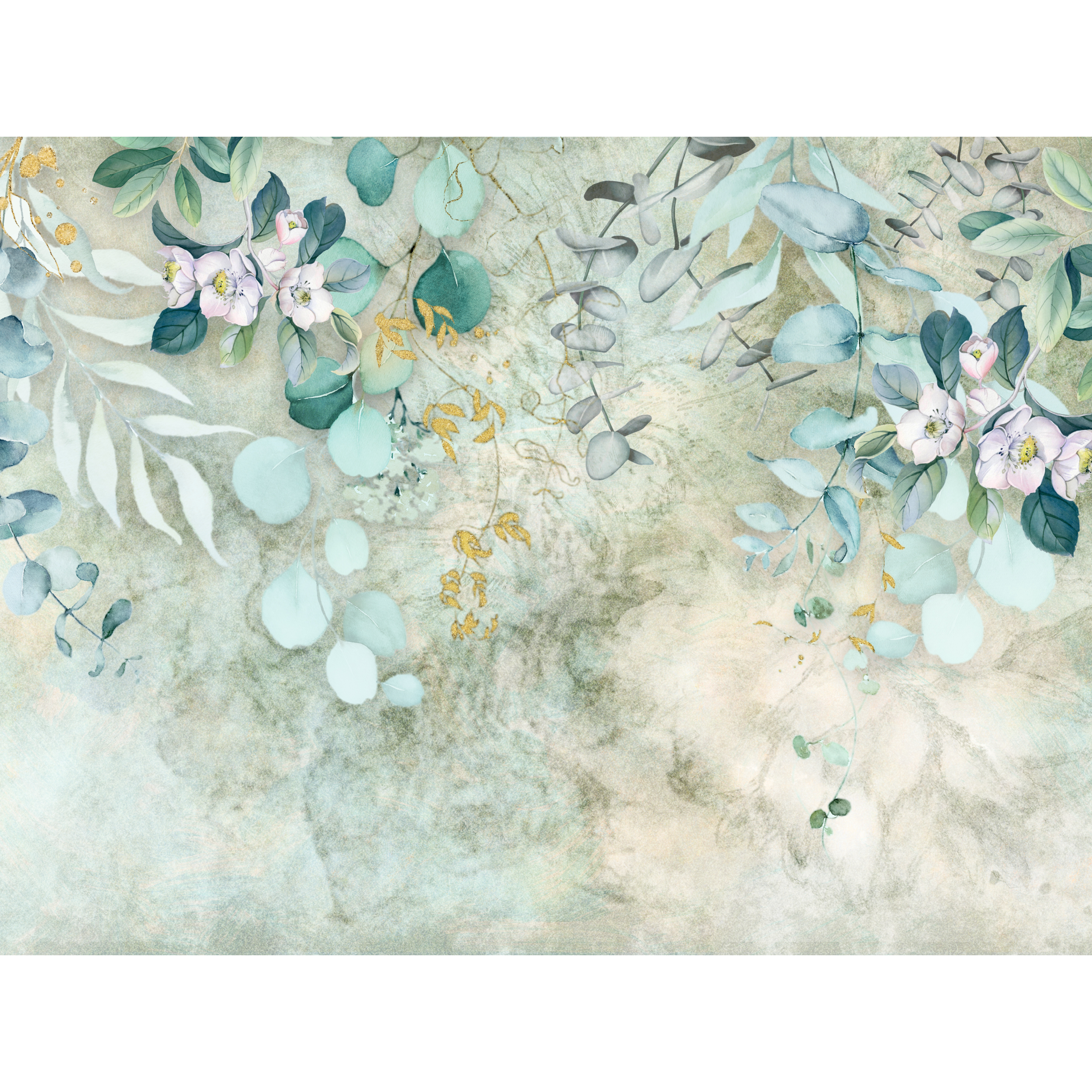 Mural Sky Flowers 400 x 280 cm struktura płótna